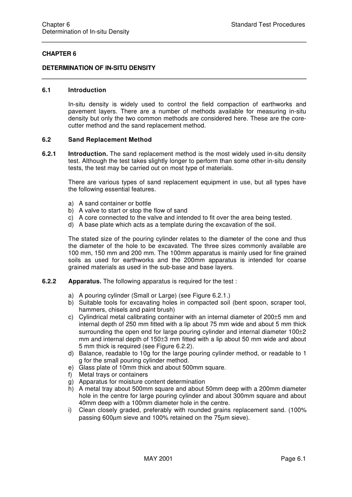 غلاف تقرير Determination of In-situ Density - Standard Test Procedures