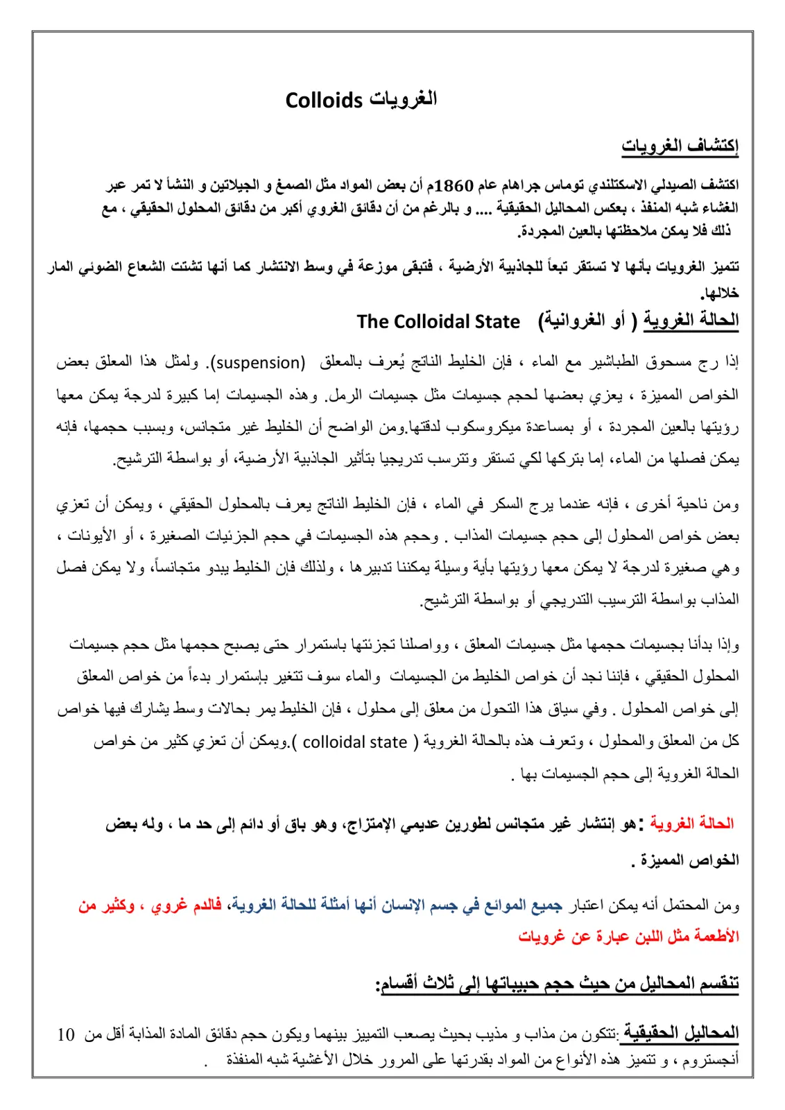 غلاف تقرير الغرويات Colloids