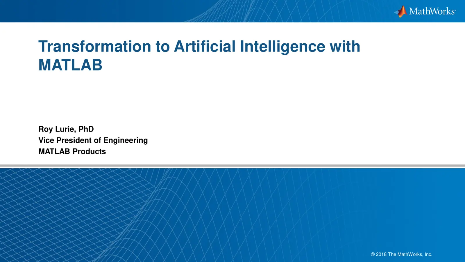 غلاف تقرير Transformation to Artificial Intelligence with MATLAB