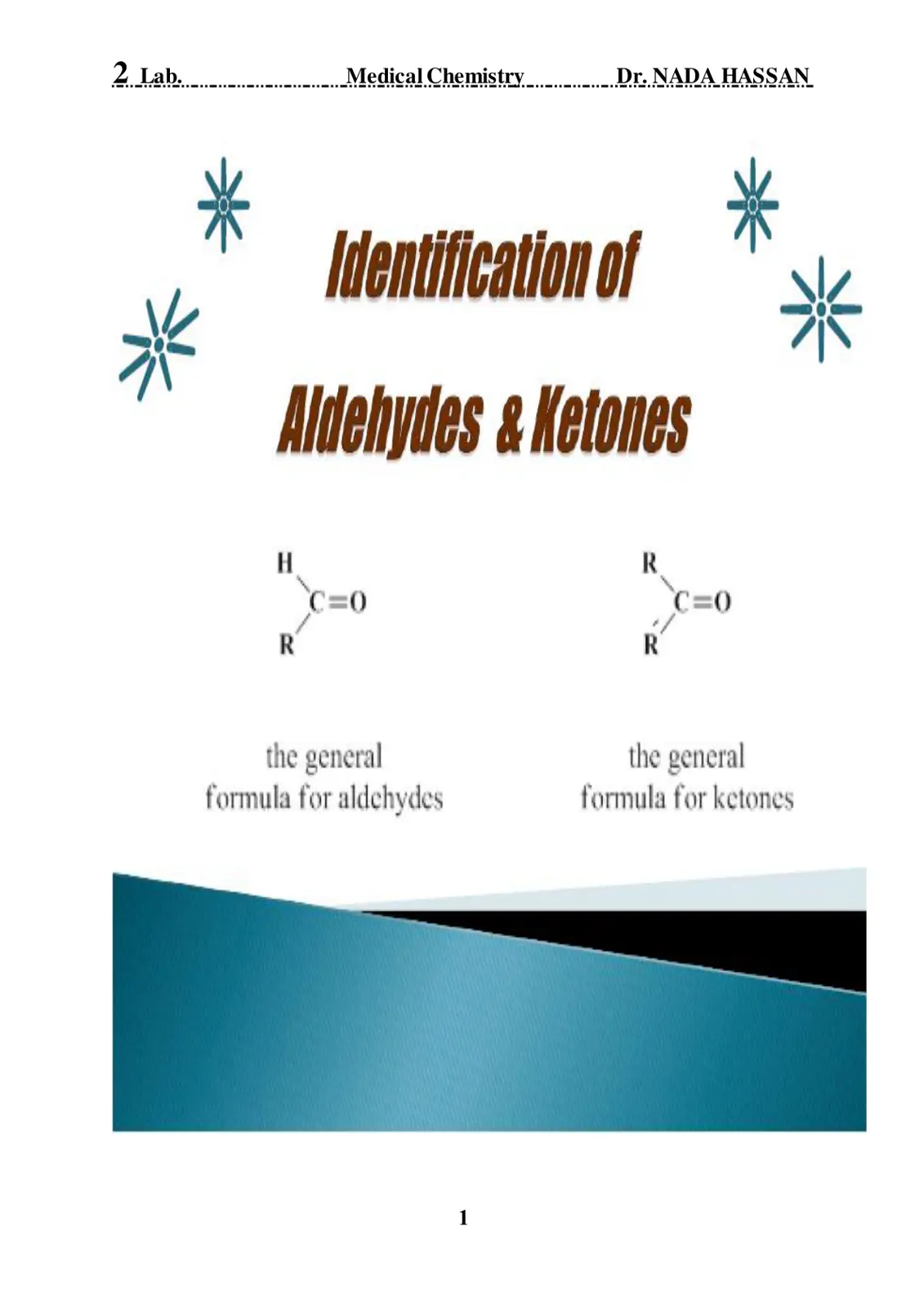 غلاف تقرير Identification of Aldehydes & Ketones