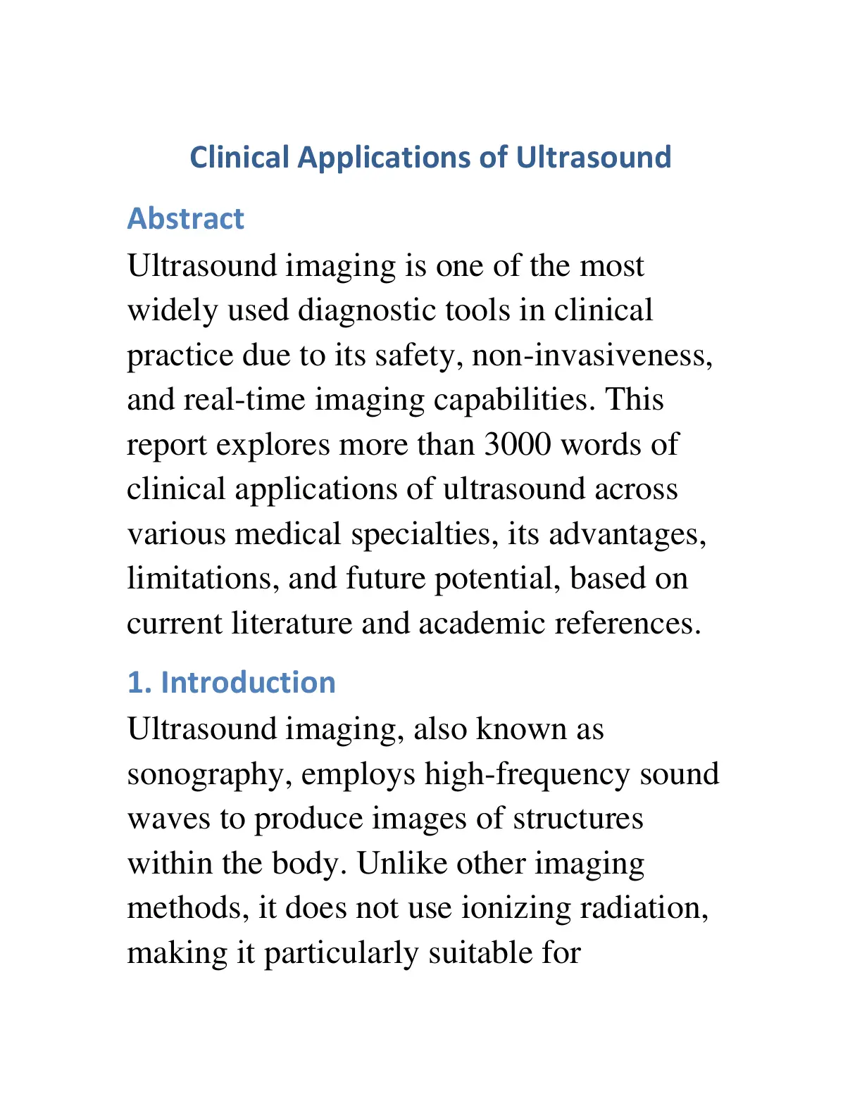 غلاف تقرير Clinical Applications of Ultrasound