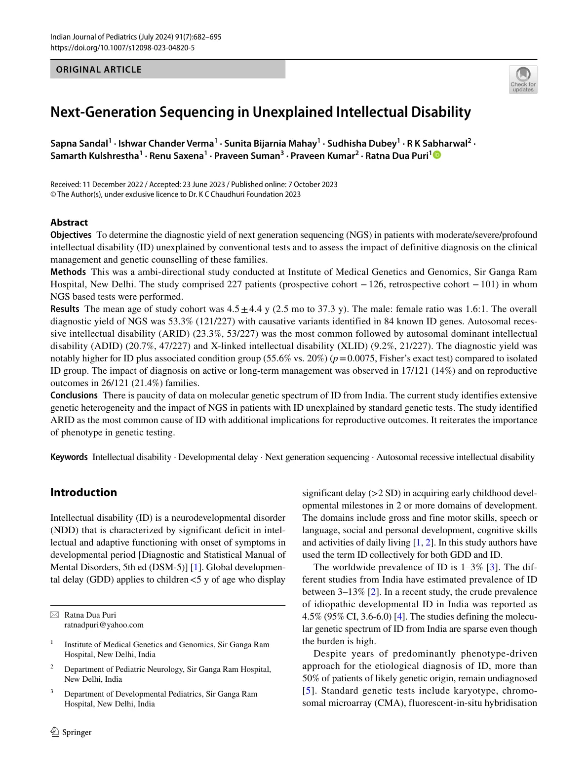 غلاف تقرير Next-Generation Sequencing in Unexplained Intellectual Disability