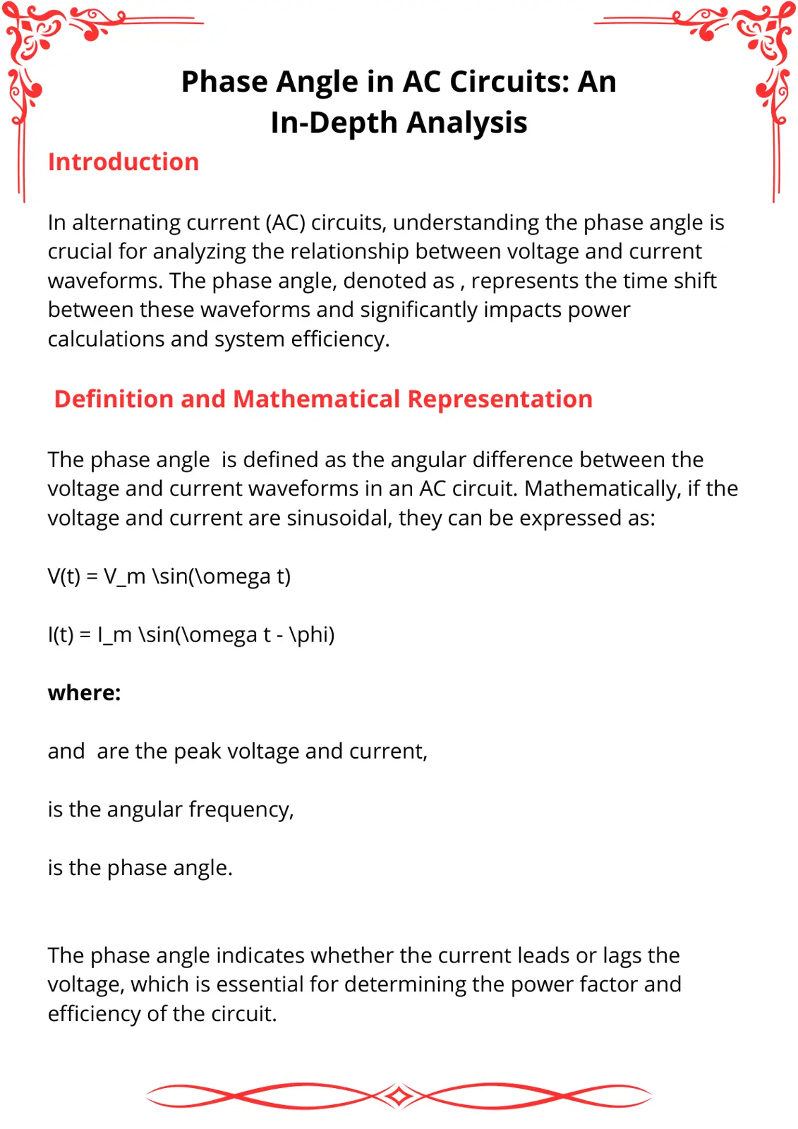 غلاف تقرير Phase Angle in AC Circuits: An In-Depth Analysis