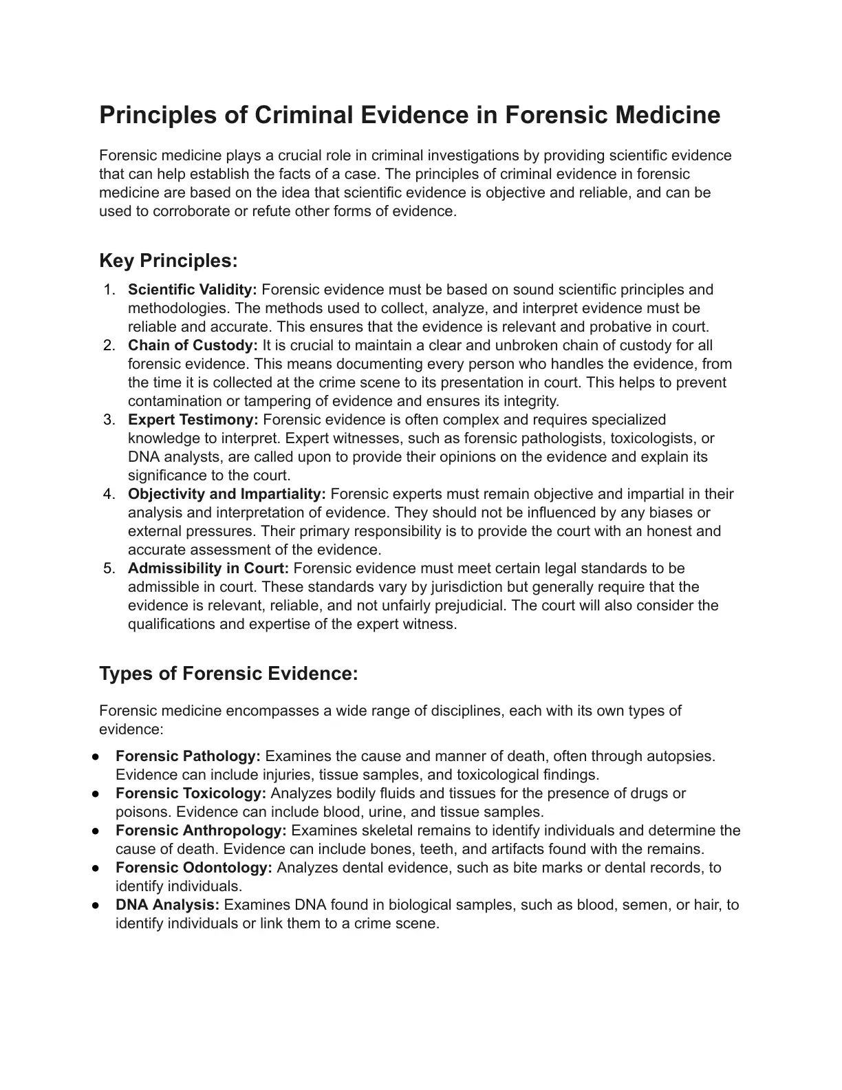 غلاف تقرير Principles of Criminal Evidence in Forensic Medicine
