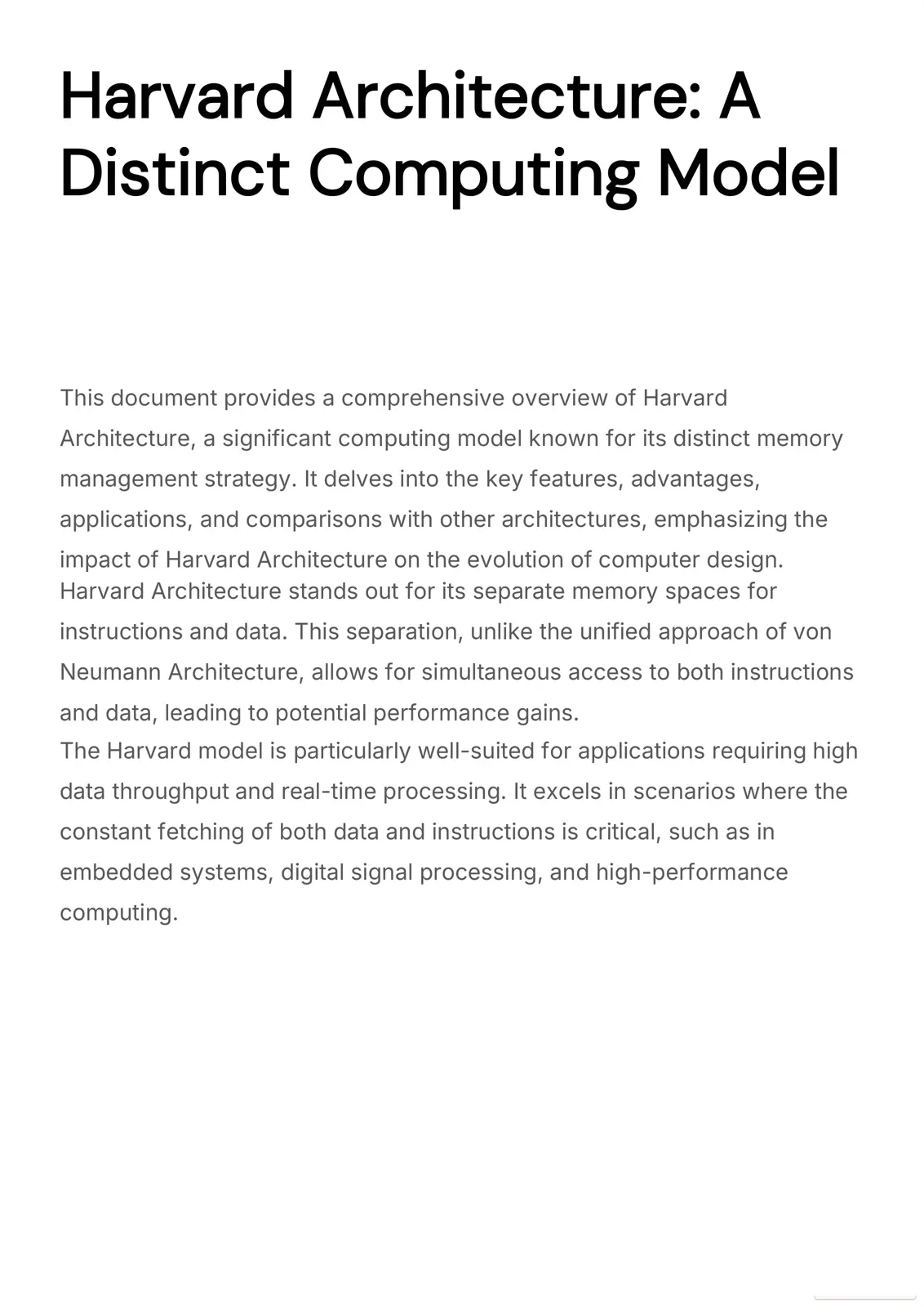 غلاف تقرير Harvard Architecture: A Distinct Computing Model