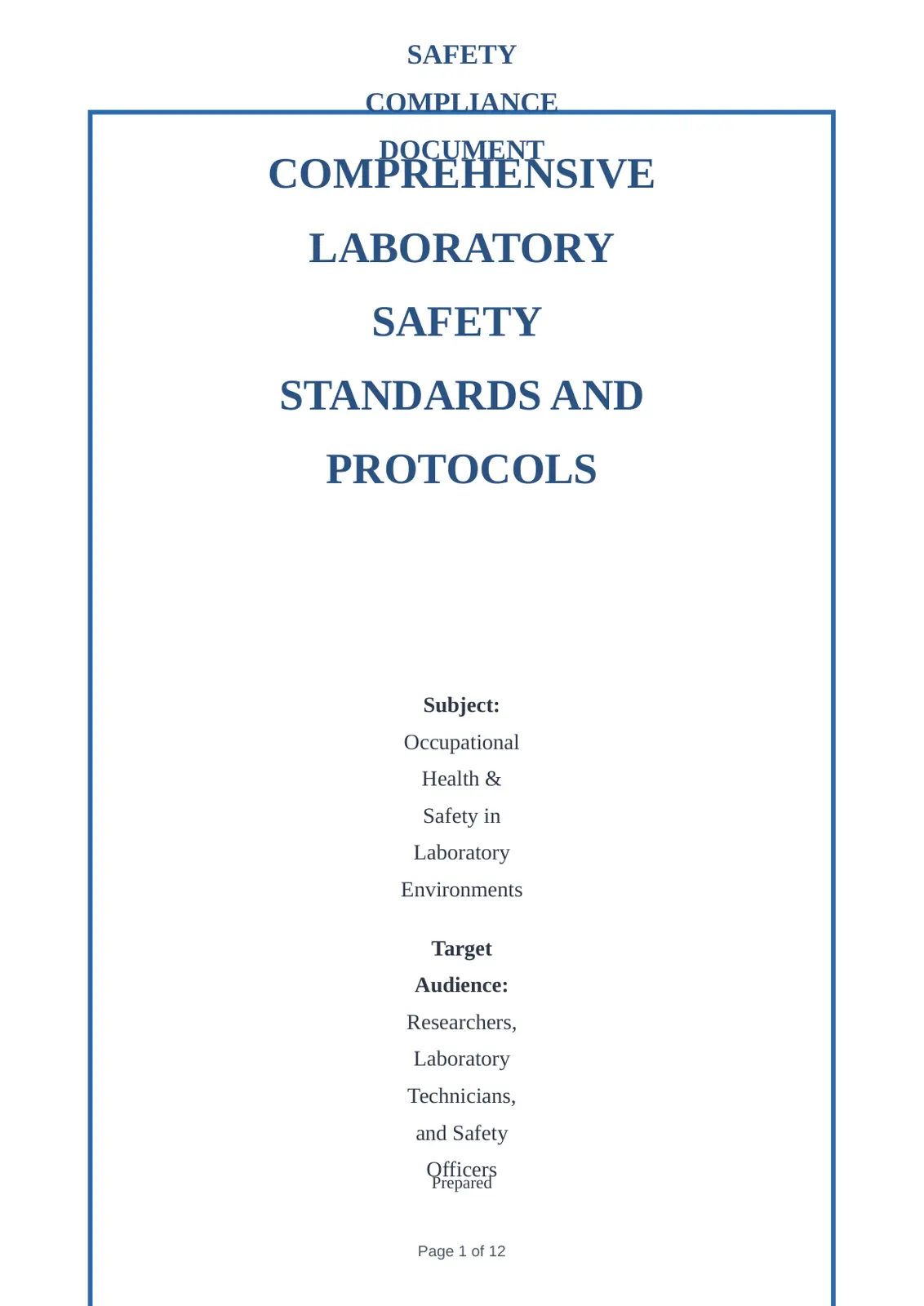 غلاف تقرير Comprehensive Laboratory Safety Standards and Protocols