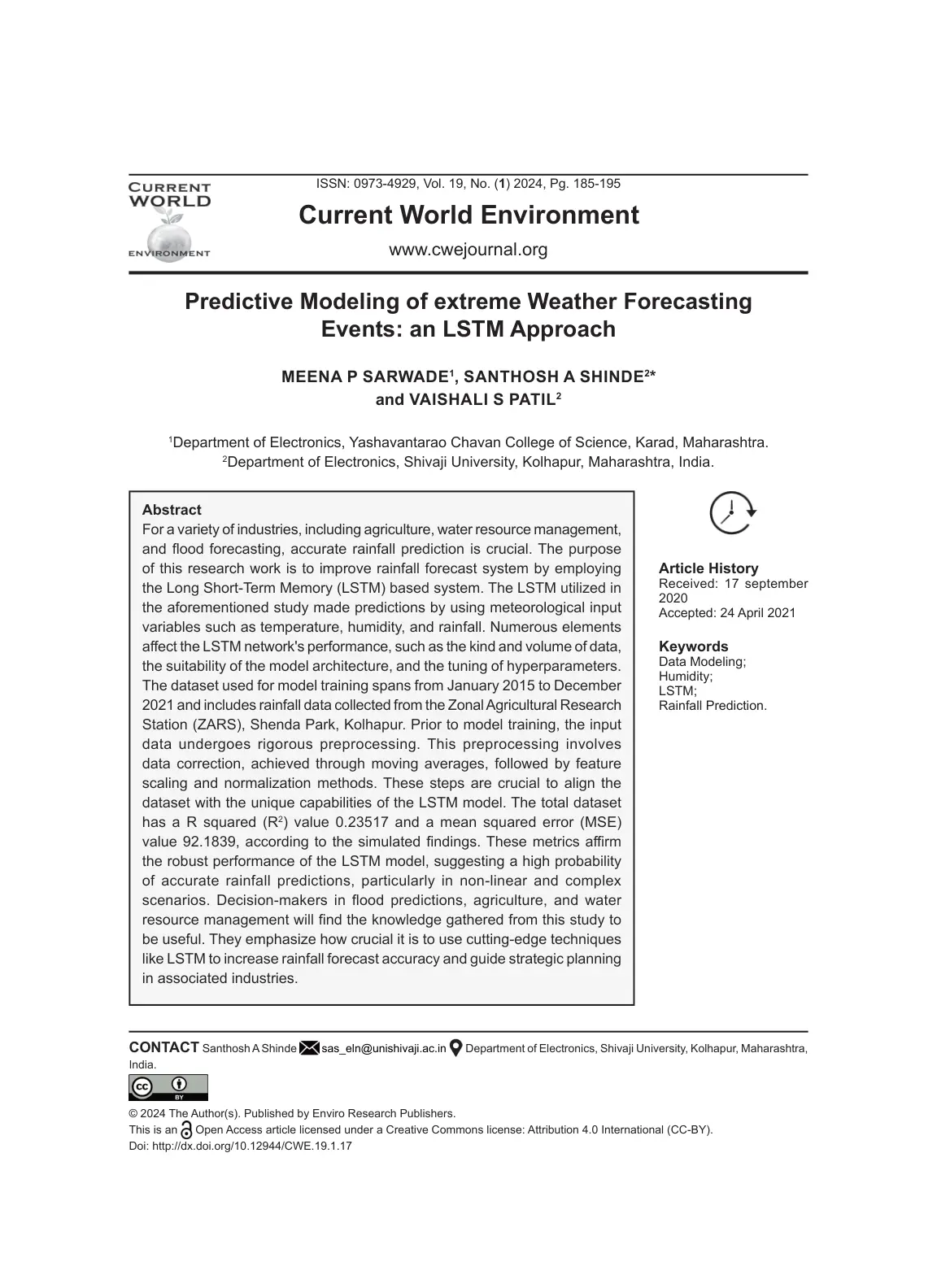 غلاف تقرير Predictive Modeling of extreme Weather Forecasting Events: an LSTM Approach