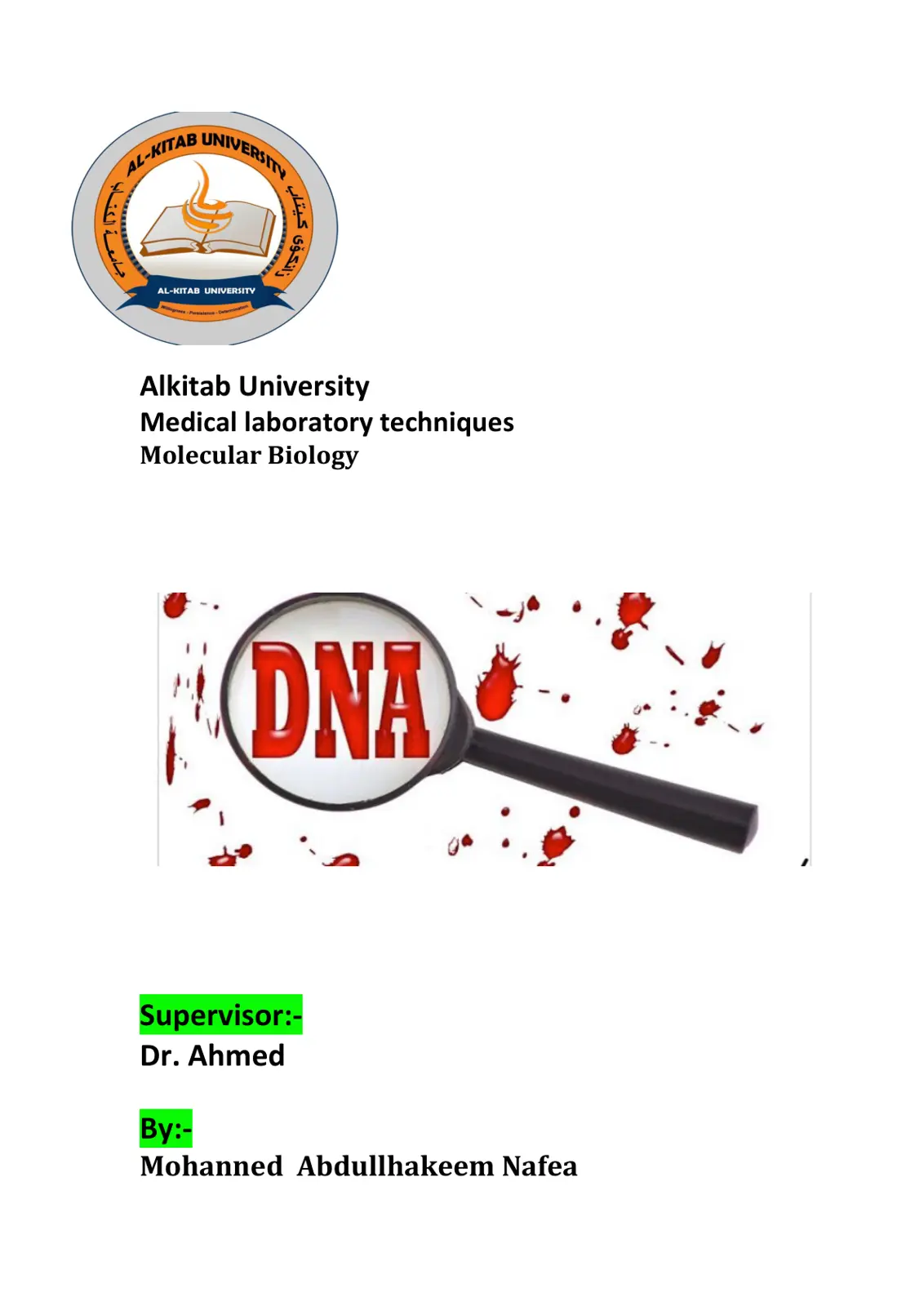 غلاف تقرير Molecular Biology DNA