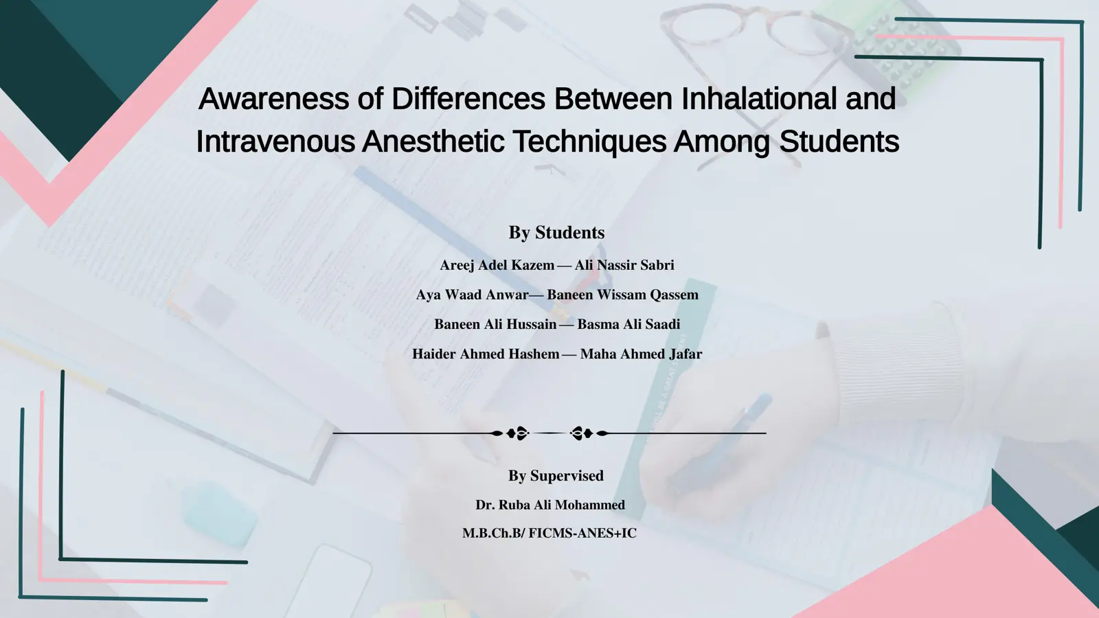 غلاف تقرير Awareness of Differences Between Inhalational and Intravenous Anesthetic Techniques Among Students