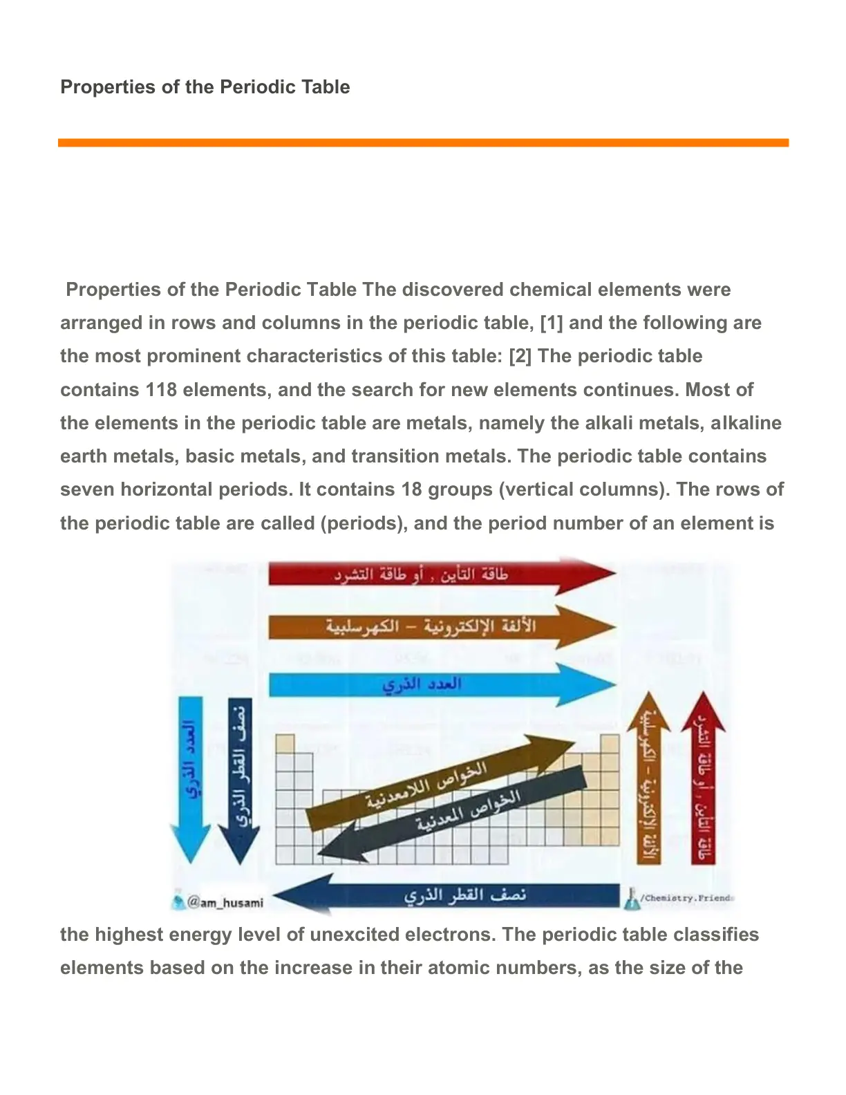 غلاف تقرير Properties of the Periodic Table
