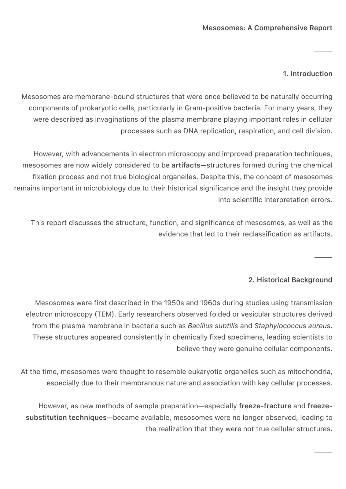 غلاف تقرير Mesosomes: A Comprehensive Report