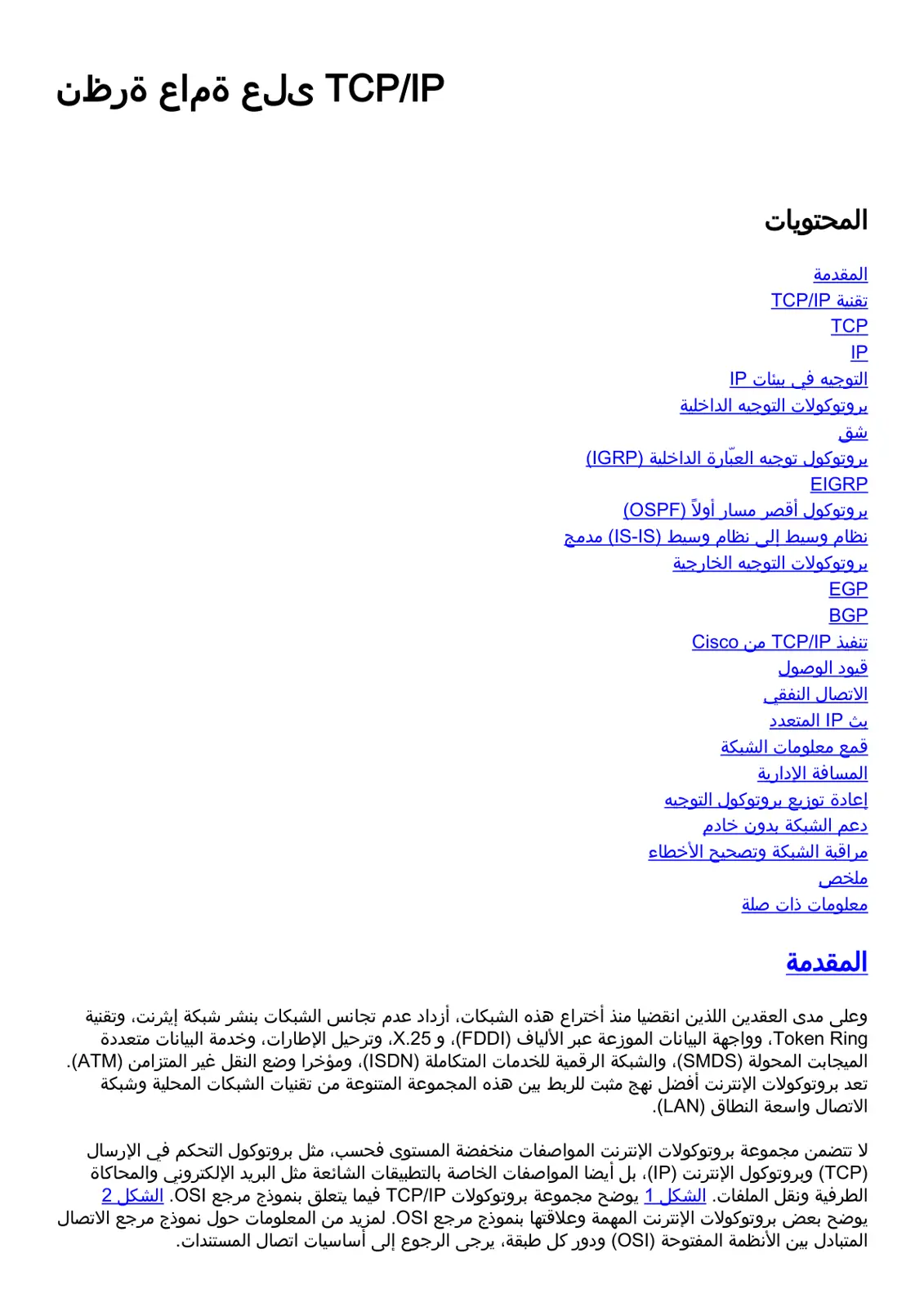 غلاف تقرير TCP/IP على نظرة عامة