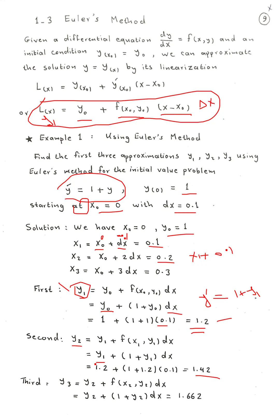 غلاف تقرير 1-3 Euler's Method – Numerical Methods