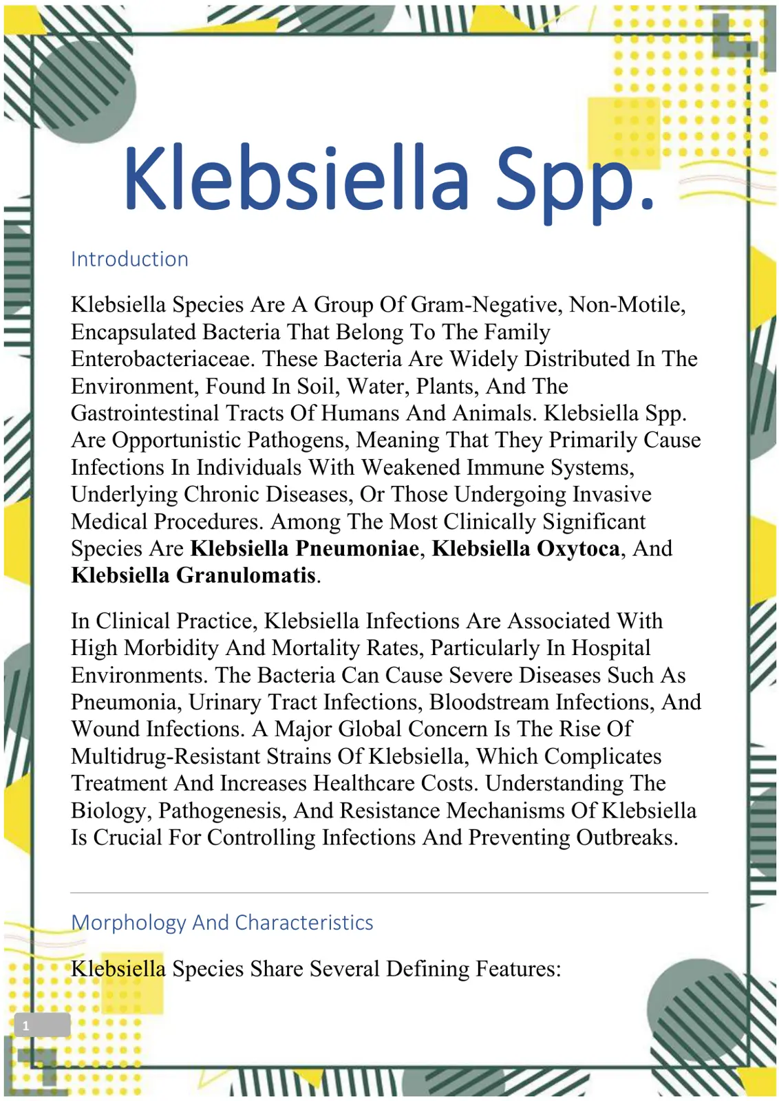 غلاف تقرير Klebsiella Spp.