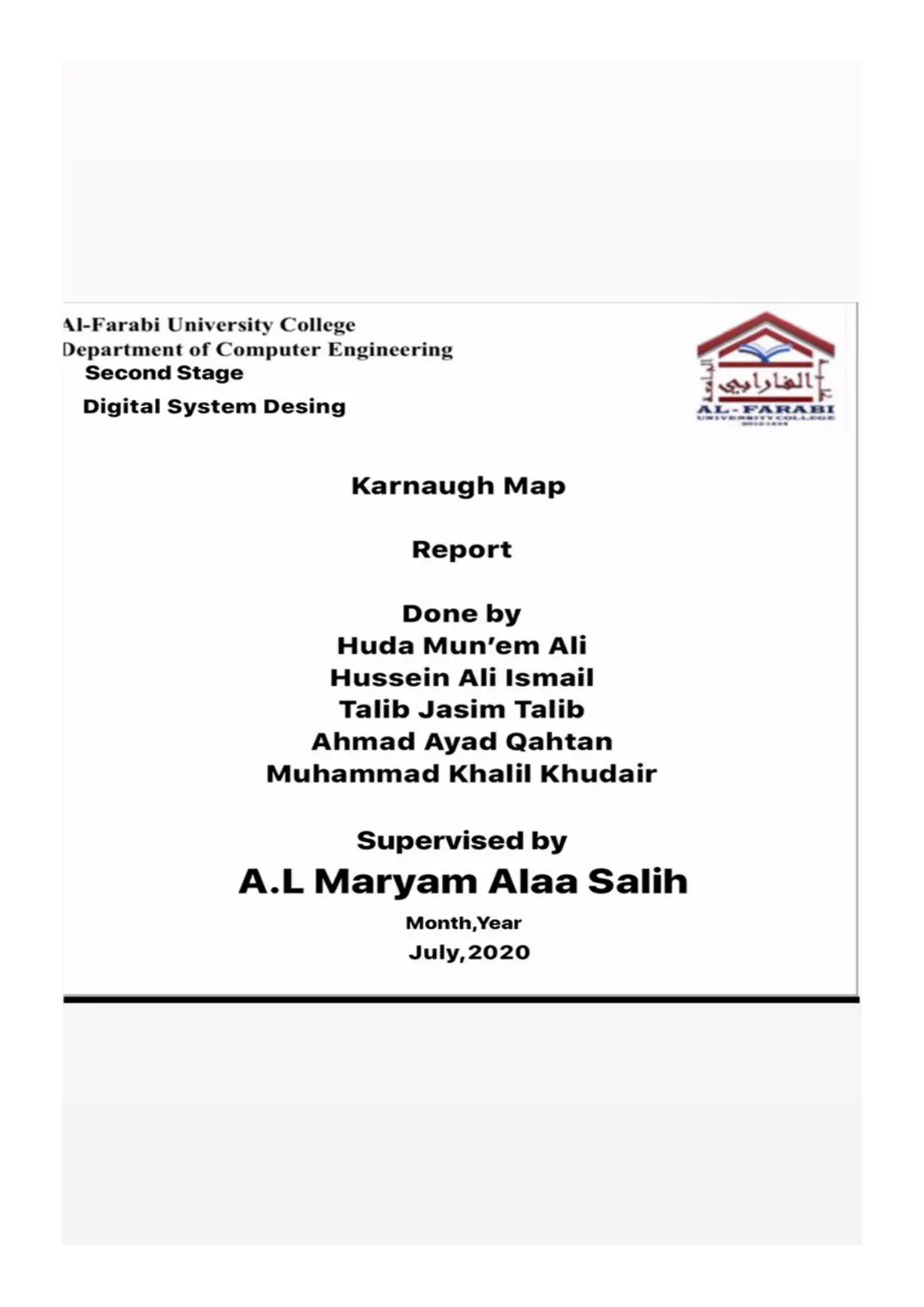 غلاف تقرير Karnaugh Map