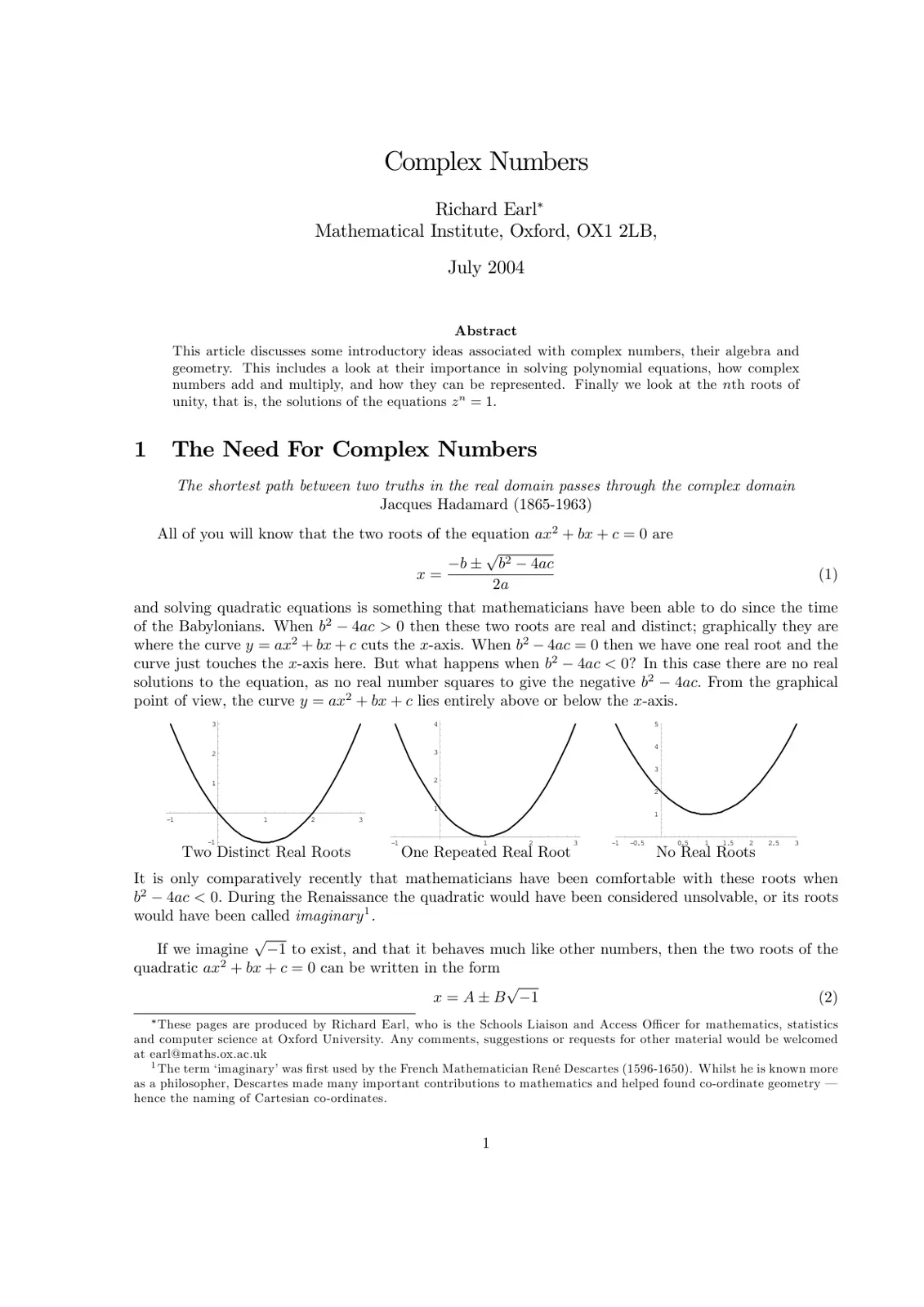 غلاف تقرير Complex Numbers