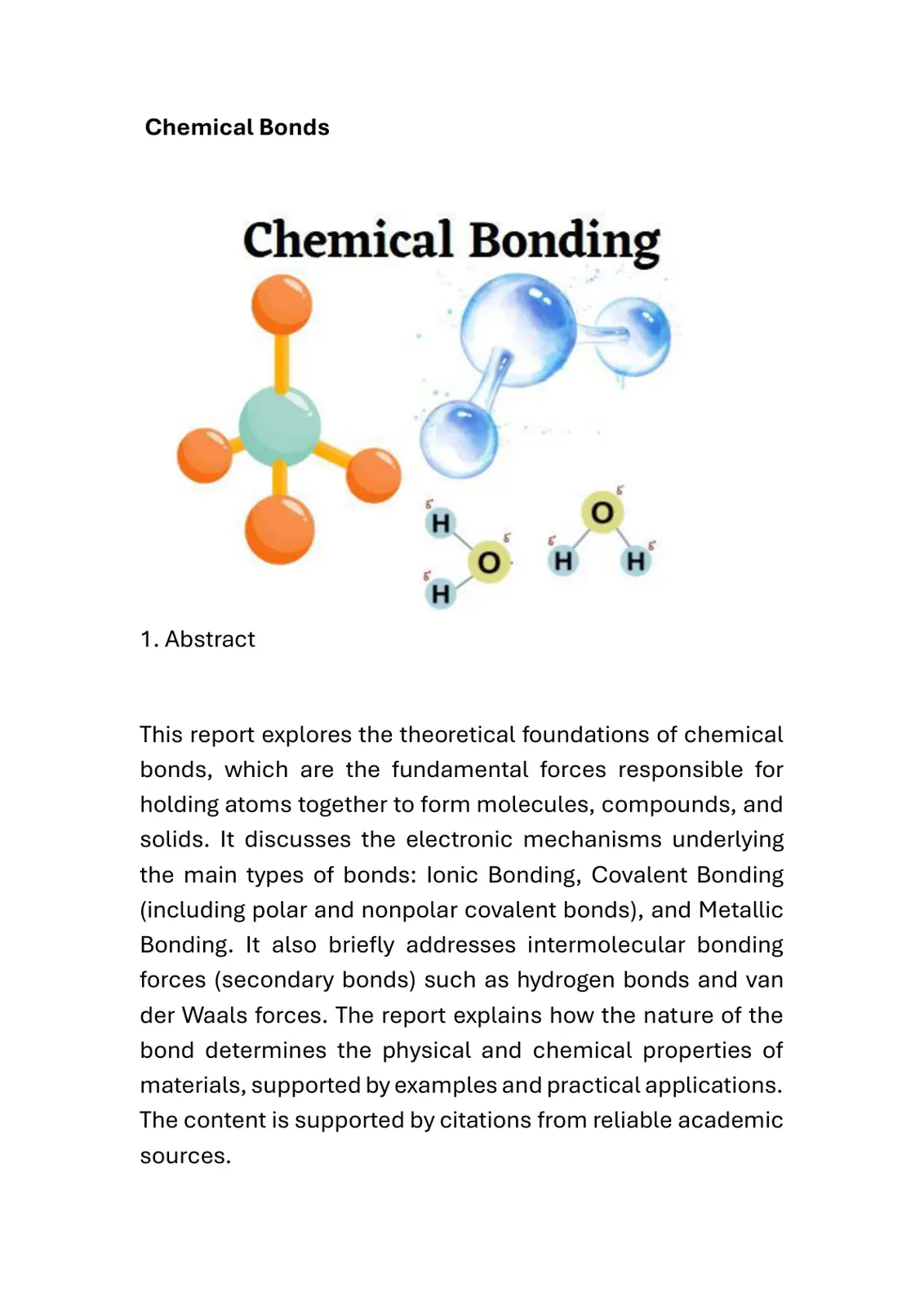غلاف تقرير Chemical Bonds