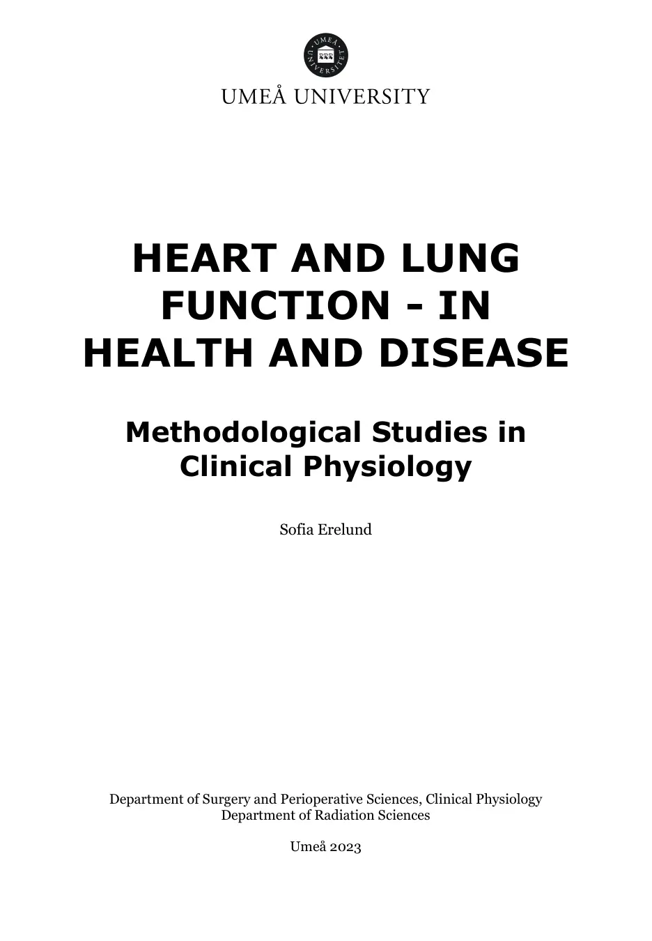 غلاف تقرير HEART AND LUNG FUNCTION - IN HEALTH AND DISEASE