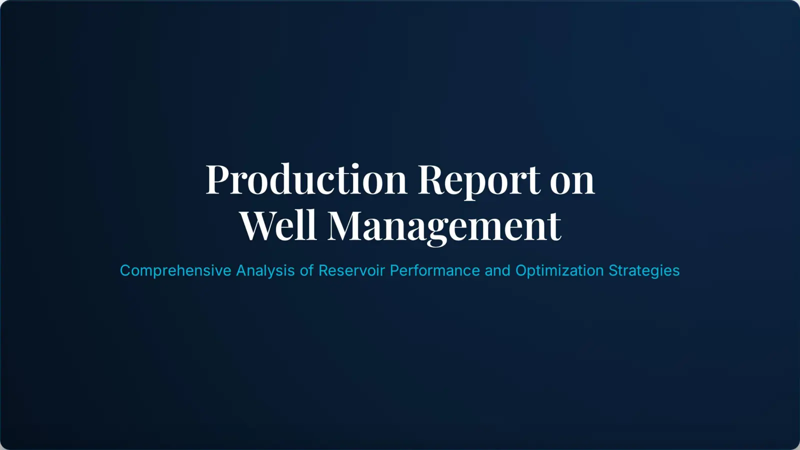 غلاف تقرير Production Report on Well Management