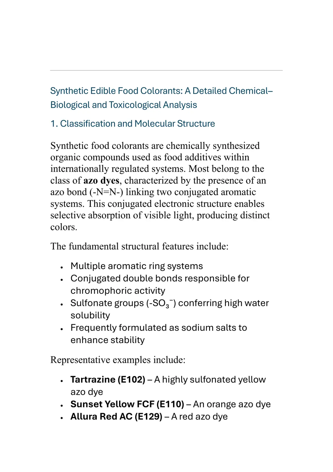 غلاف تقرير Synthetic Edible Food Colorants: A Detailed Chemical-Biological and Toxicological Analysis