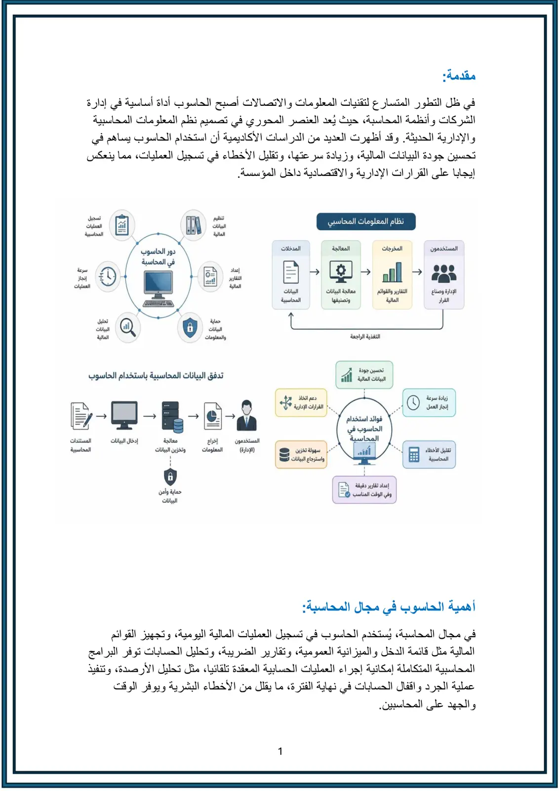غلاف تقرير نظام المعلومات المحاسبي - مقدمة