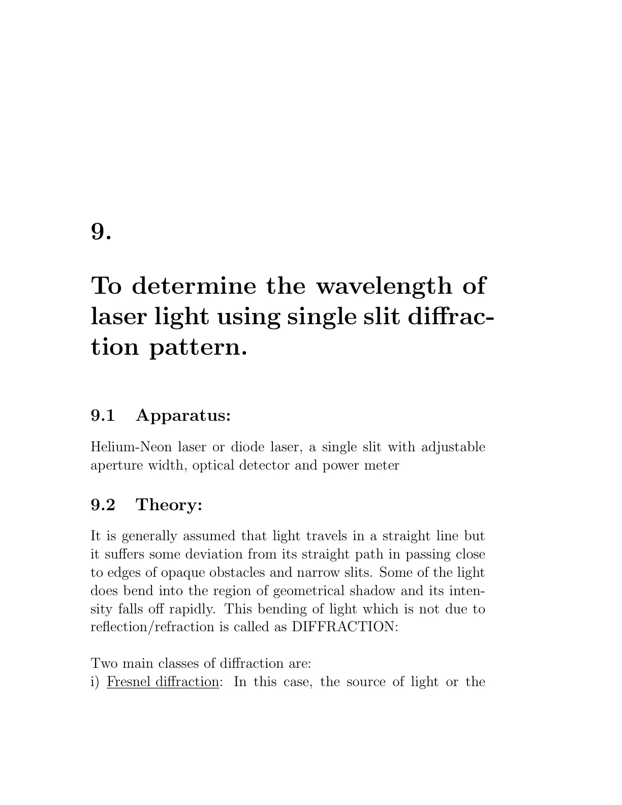 غلاف تقرير To Determine the Wavelength of Laser Light Using Single Slit Diffraction Pattern