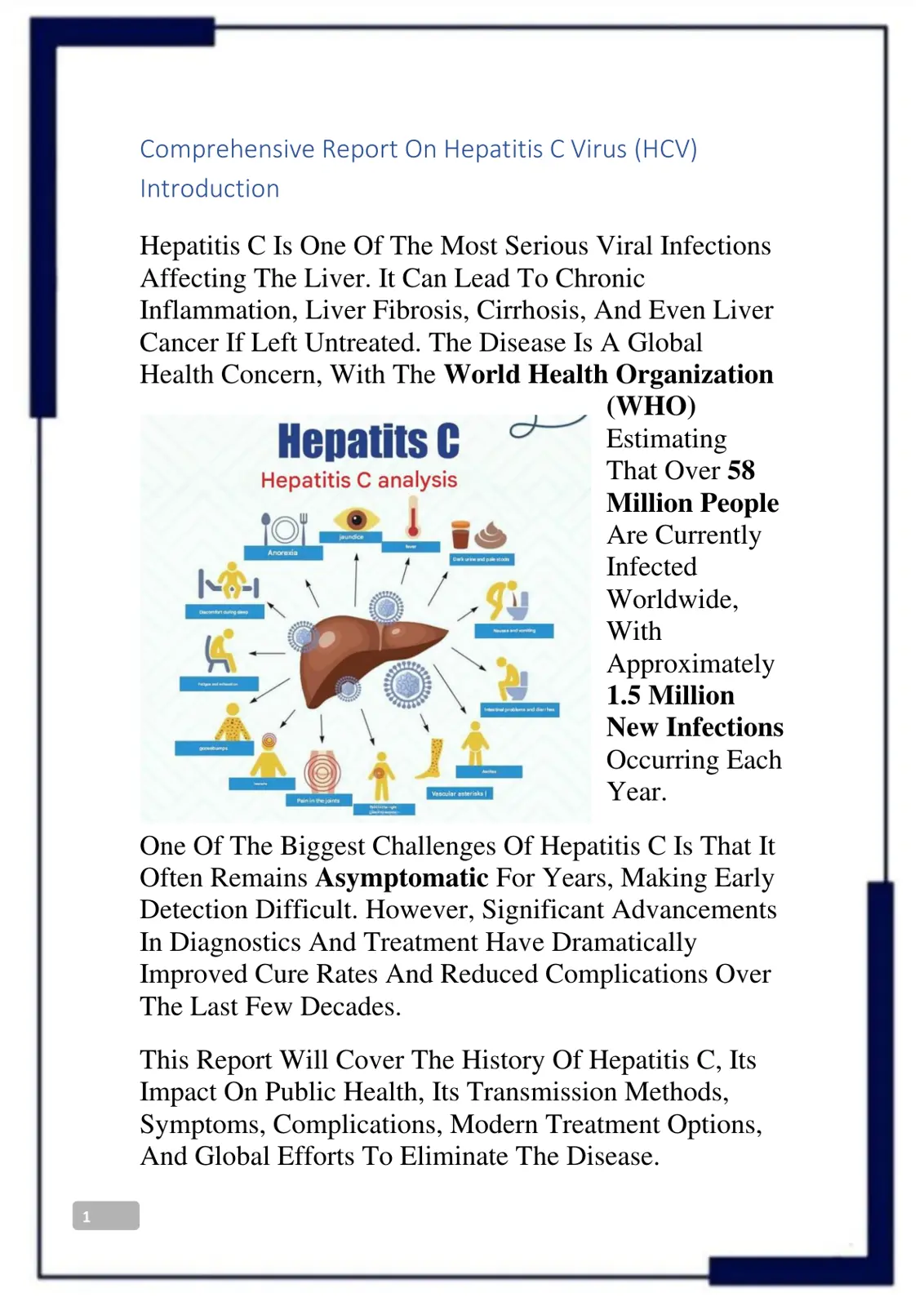 غلاف تقرير Comprehensive Report On Hepatitis C Virus (HCV)