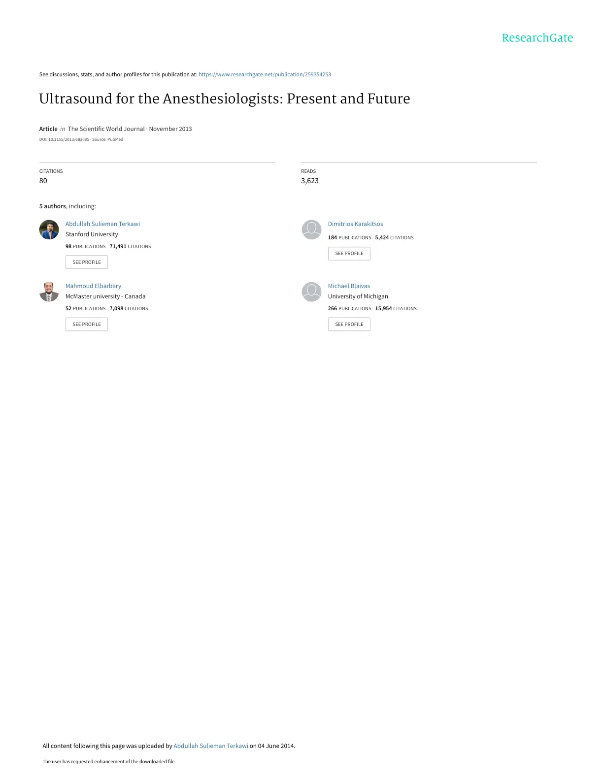 غلاف تقرير Ultrasound for the Anesthesiologists: Present and Future