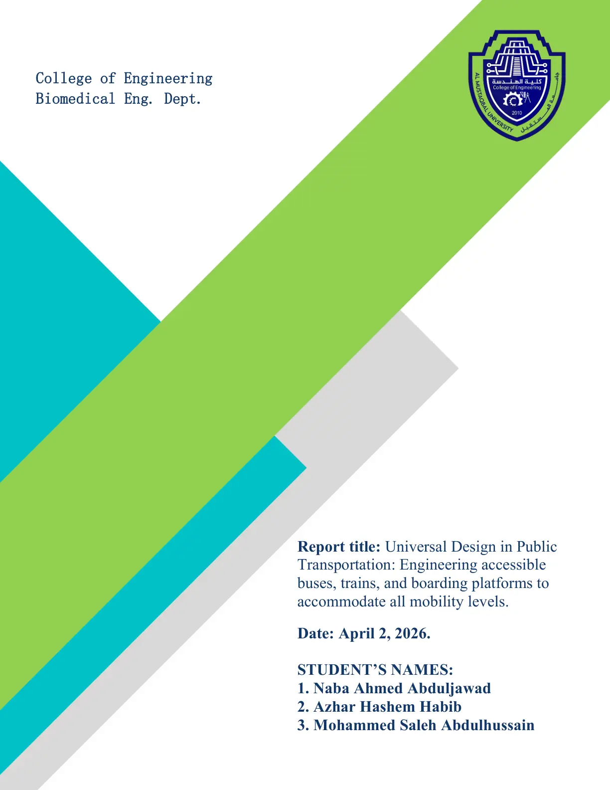 غلاف تقرير Universal Design in Public Transportation