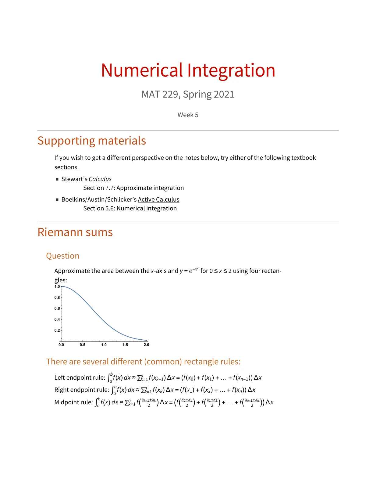 غلاف تقرير Numerical Integration - MAT 229 Week 5