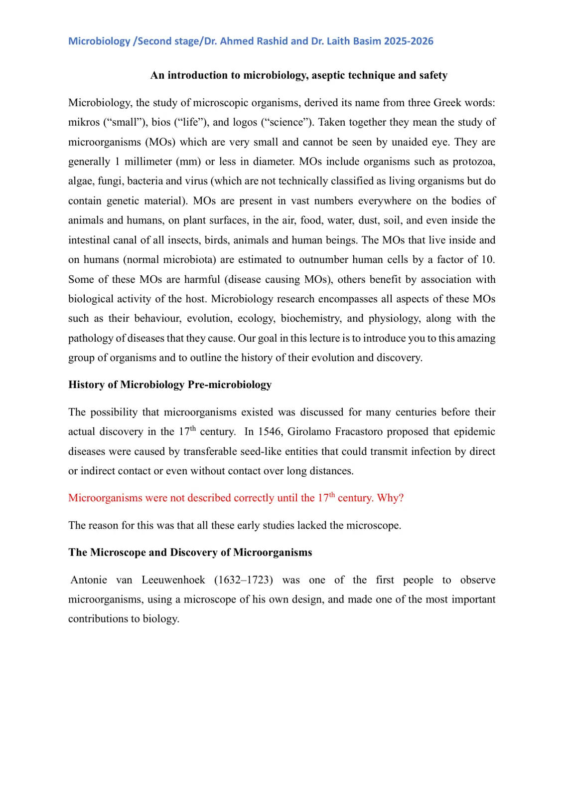 غلاف تقرير Microbiology: An Introduction, Aseptic Technique and Safety