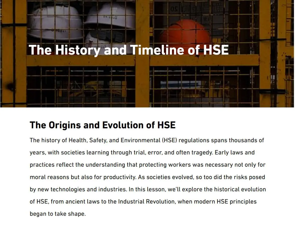 غلاف تقرير The History and Timeline of HSE
