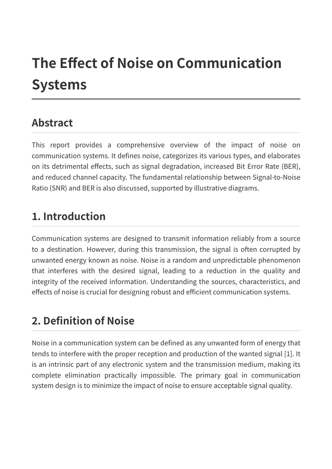 غلاف تقرير The Effect of Noise on Communication Systems