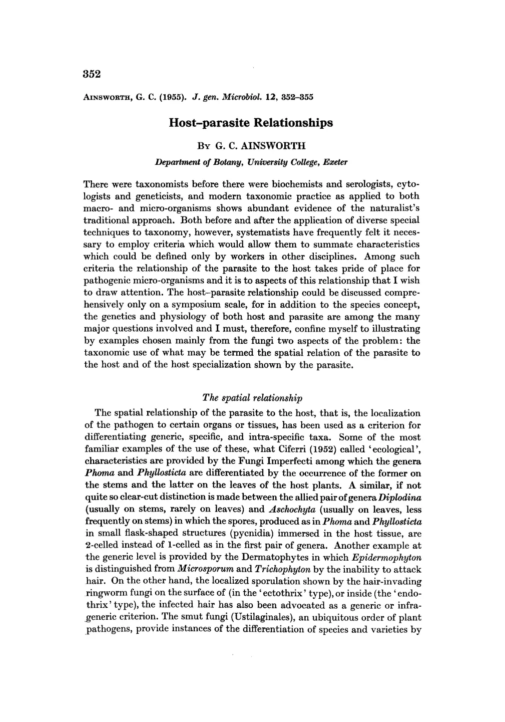 غلاف تقرير Host-parasite Relationships
