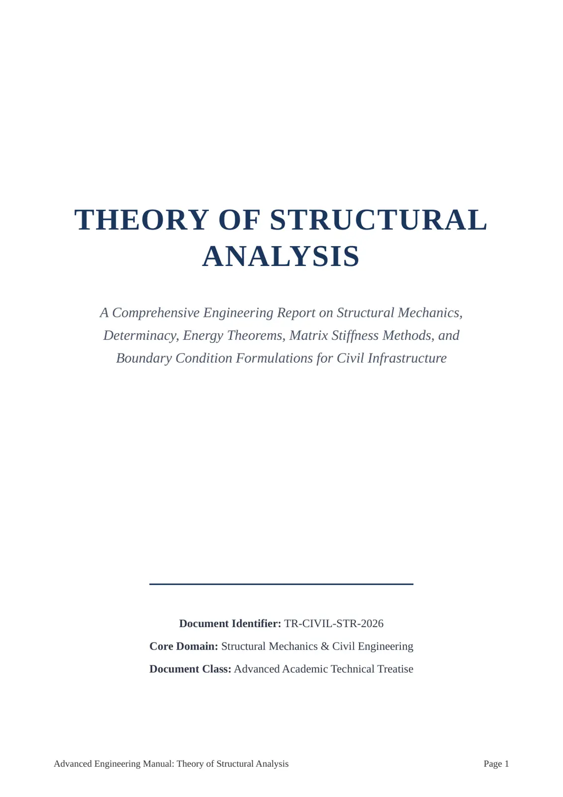 غلاف تقرير Theory of Structural Analysis