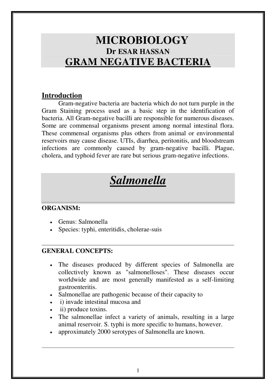 غلاف تقرير Gram Negative Bacteria