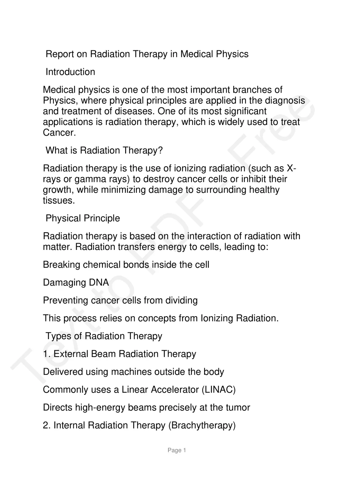 غلاف تقرير Report on Radiation Therapy in Medical Physics