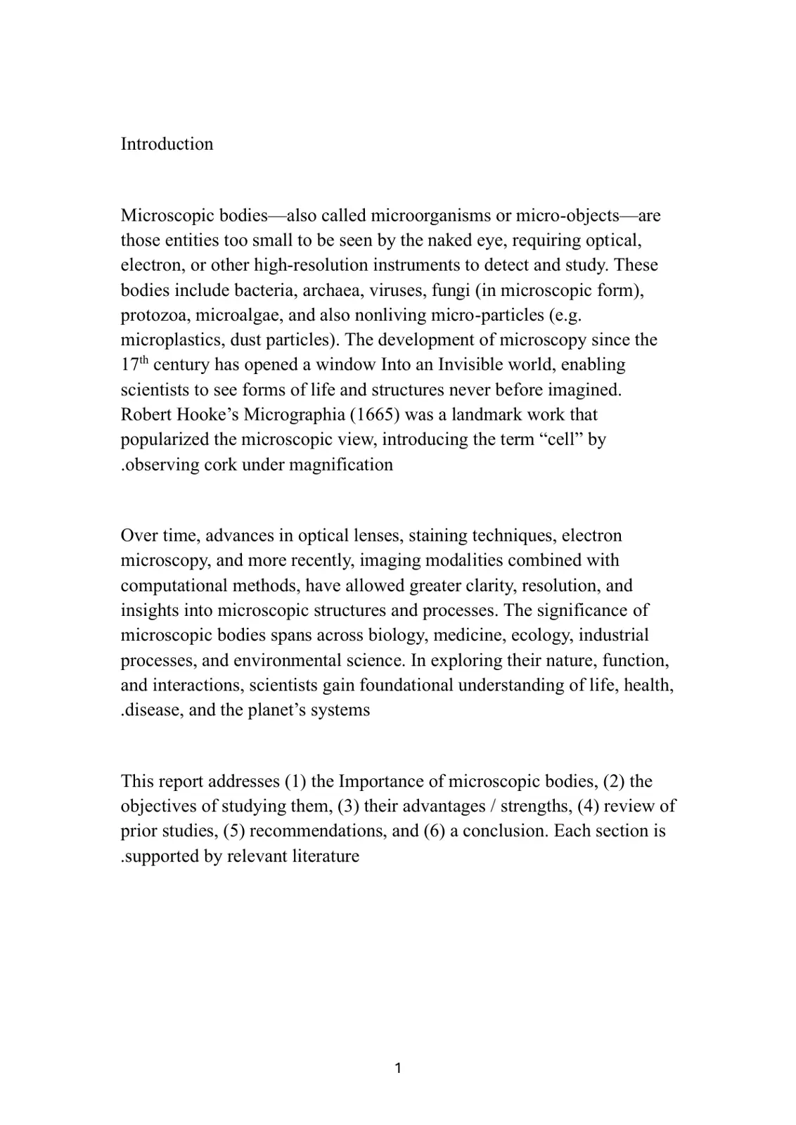 غلاف تقرير Microscopic Bodies - Microorganisms and Micro-Objects
