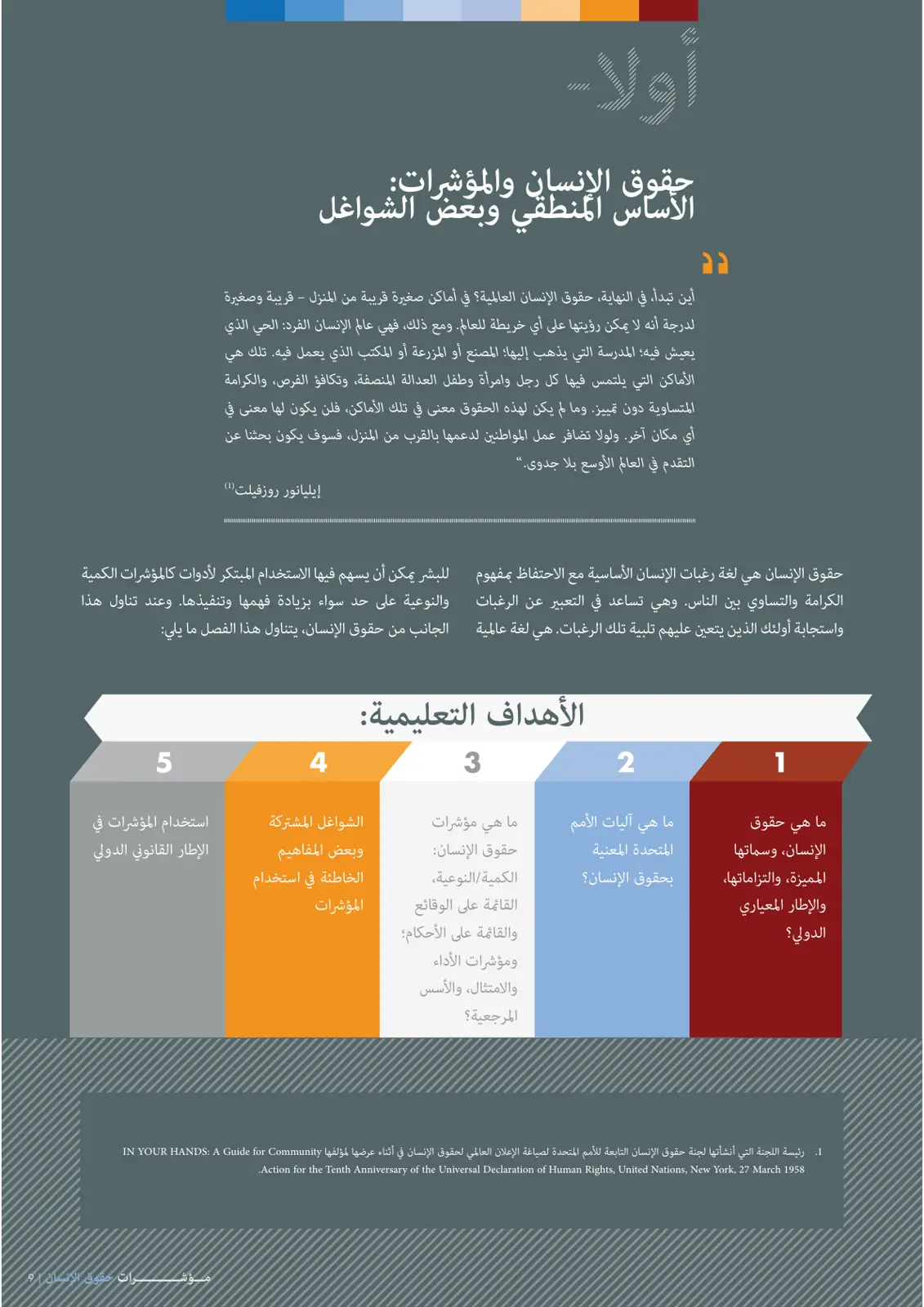غلاف تقرير حقوق الإنسان والمؤشرات: الأساس المنطقي وبعض الشواغل