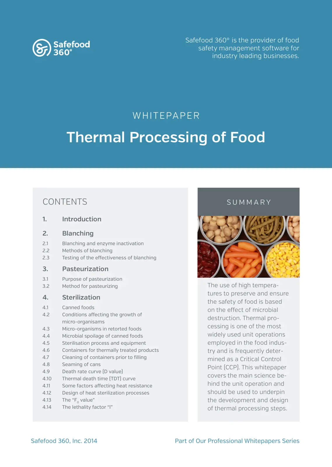 غلاف تقرير Thermal Processing of Food