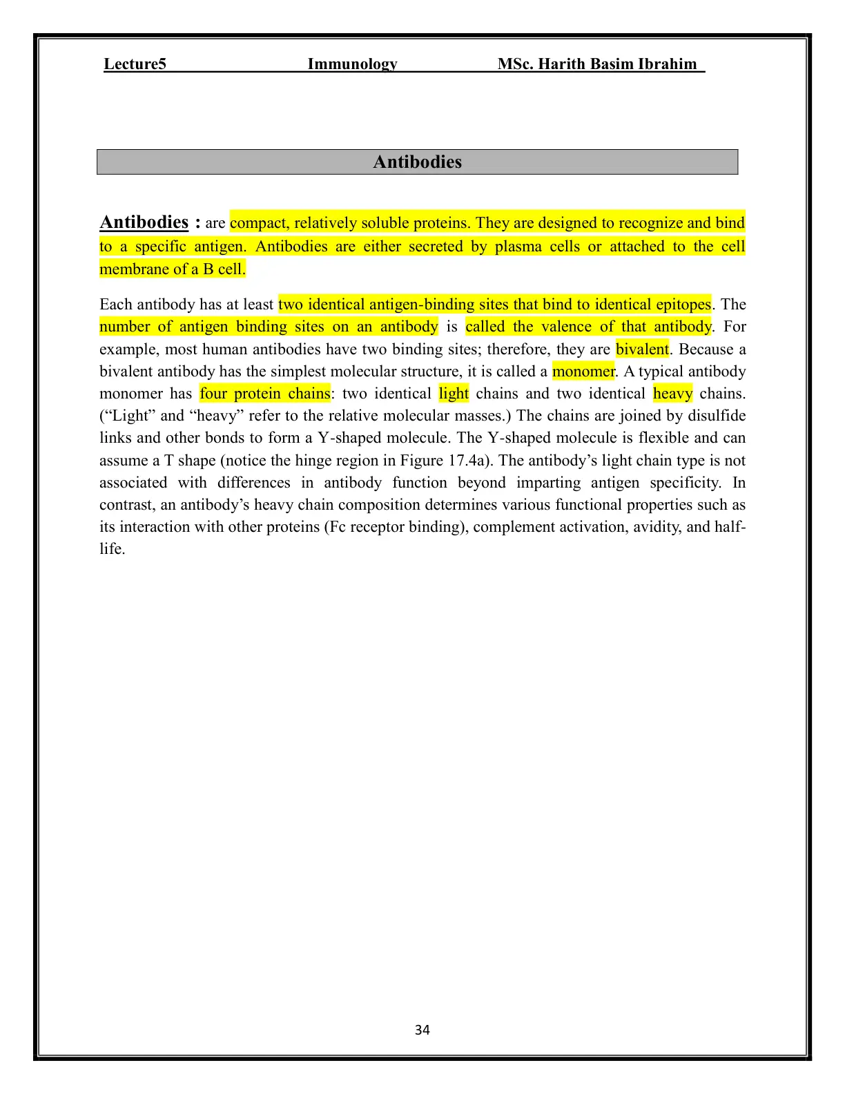 غلاف تقرير Lecture5 Immunology