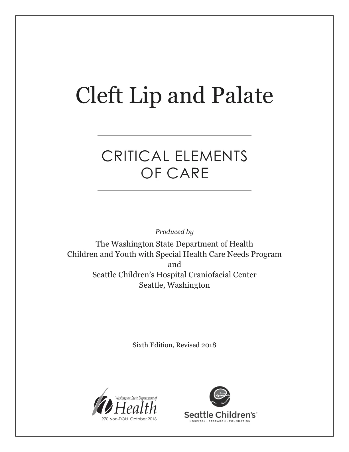 غلاف تقرير Cleft Lip and Palate: Critical Elements of Care