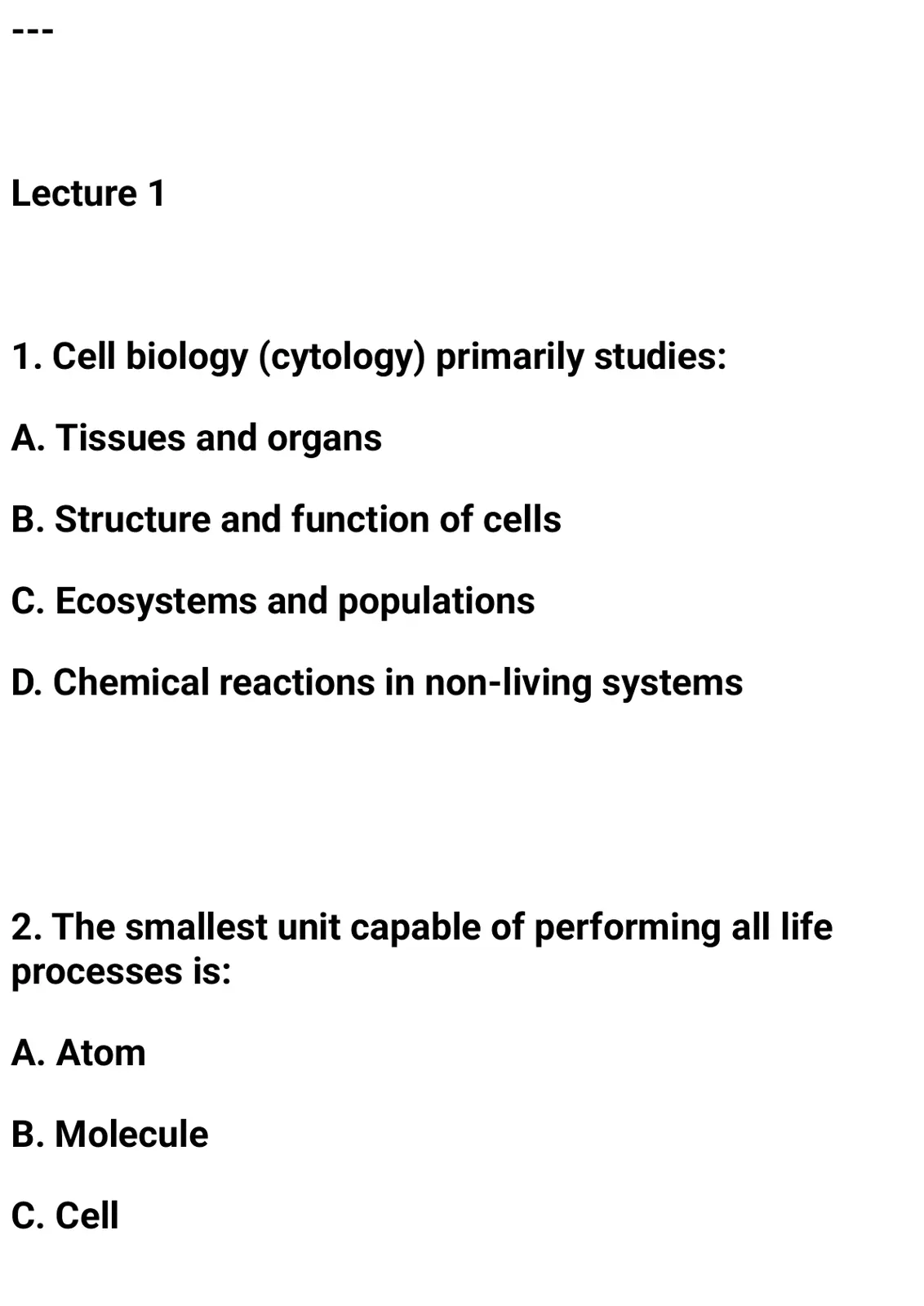 غلاف تقرير Lecture 1: Cell Biology (Cytology)