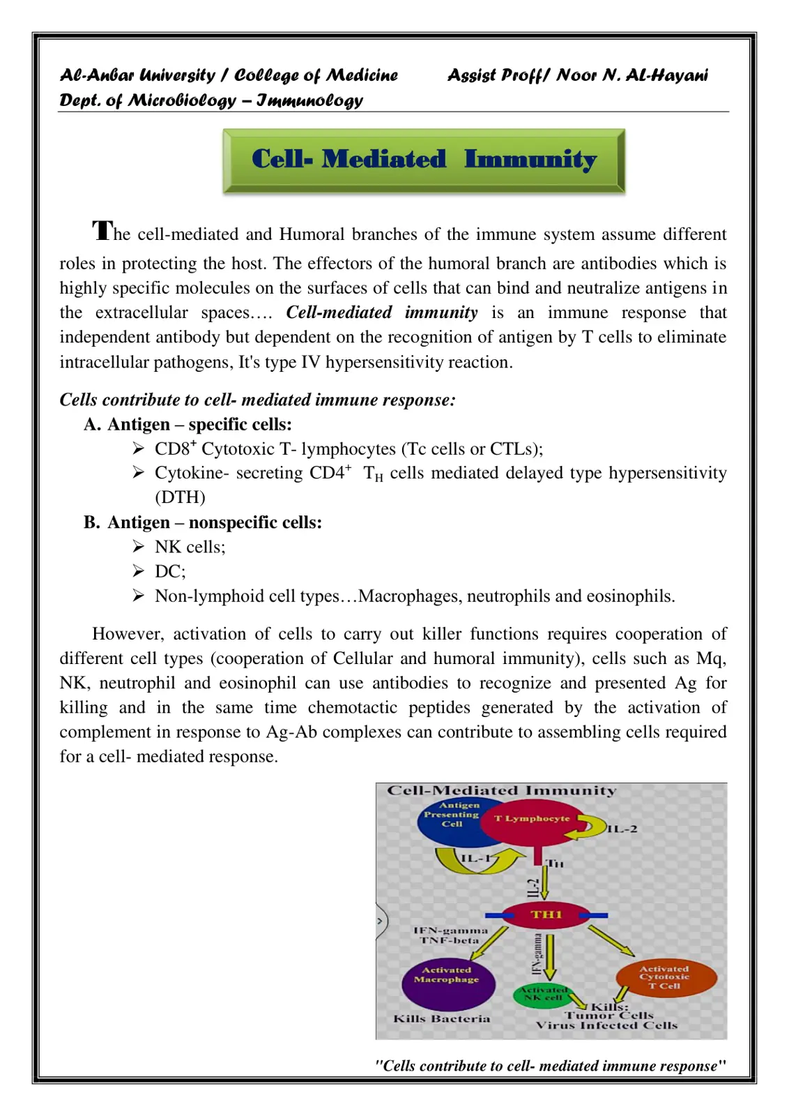 غلاف تقرير Cell-Mediated Immunity