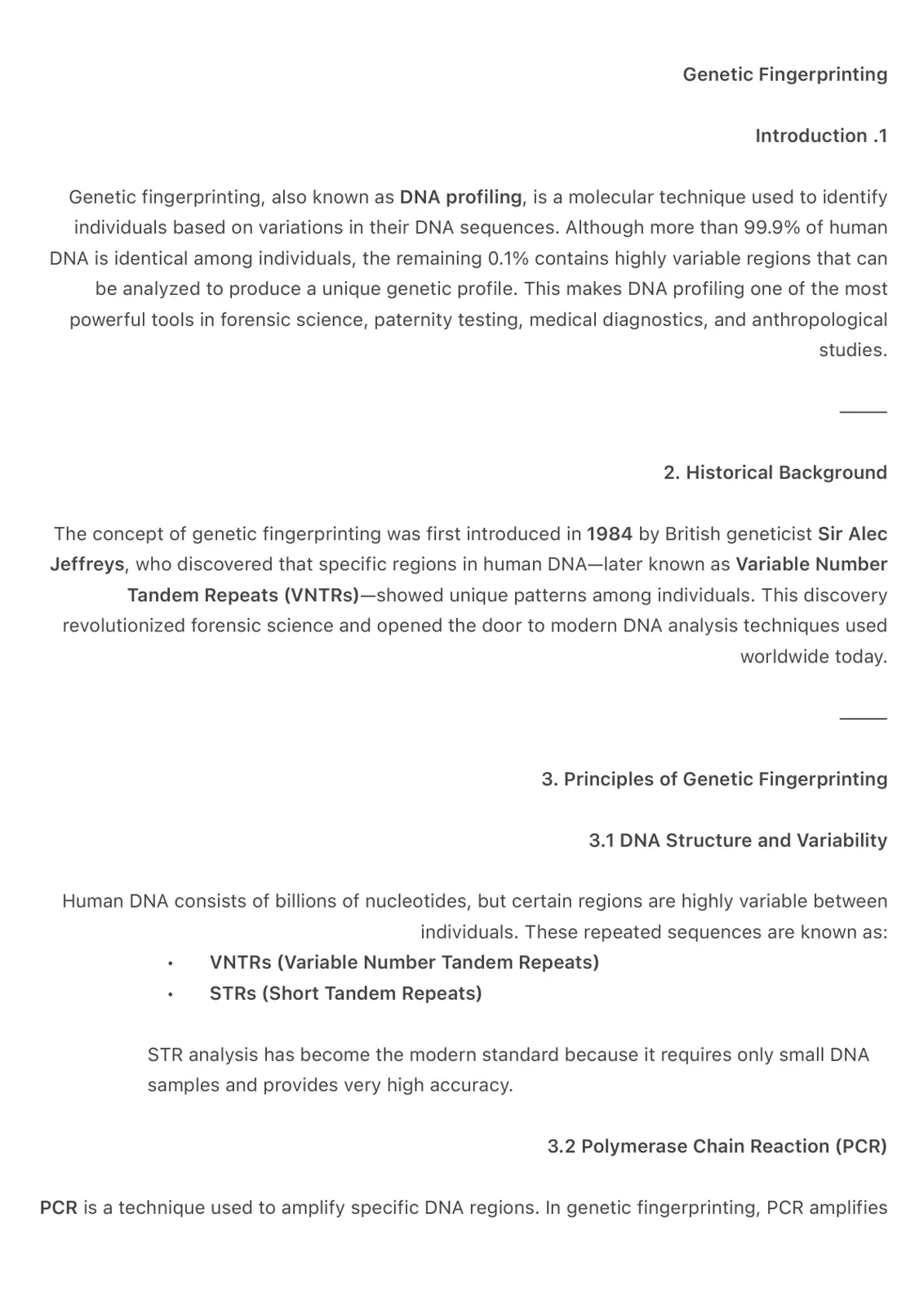 غلاف تقرير Genetic Fingerprinting