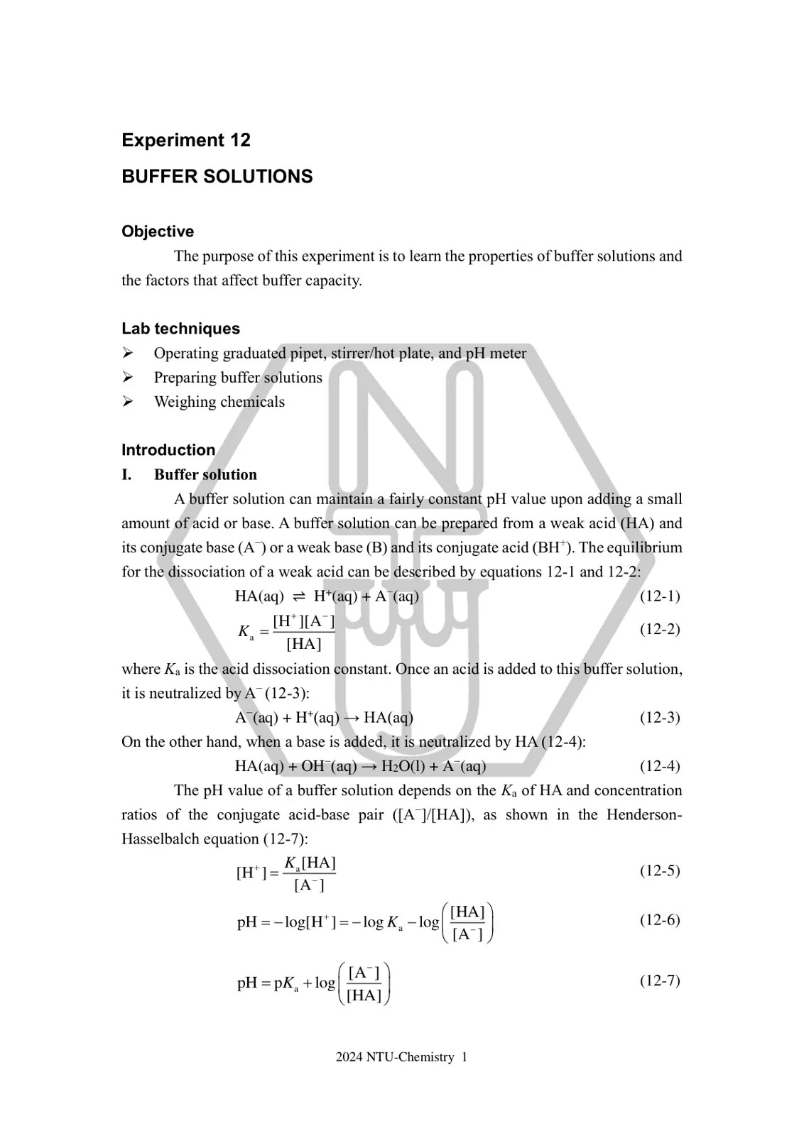 غلاف تقرير Buffer Solutions - Experiment 12