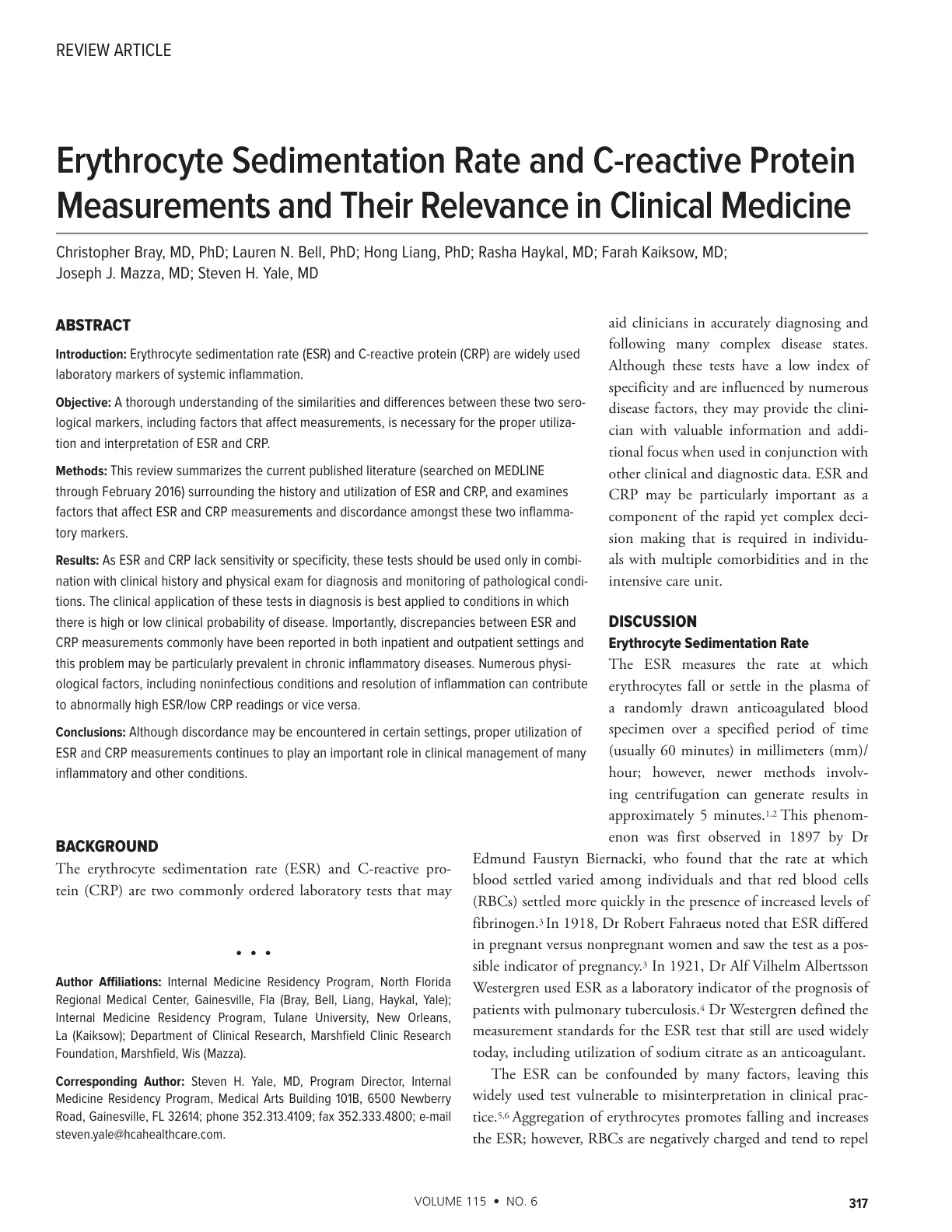 غلاف تقرير Erythrocyte Sedimentation Rate and C-reactive Protein Measurements and Their Relevance in Clinical Medicine