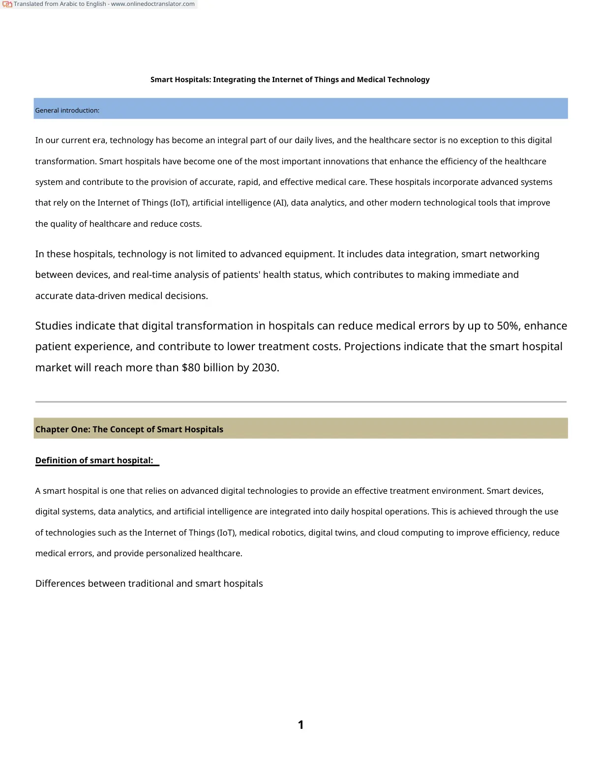 غلاف تقرير Smart Hospitals: Integrating the Internet of Things and Medical Technology