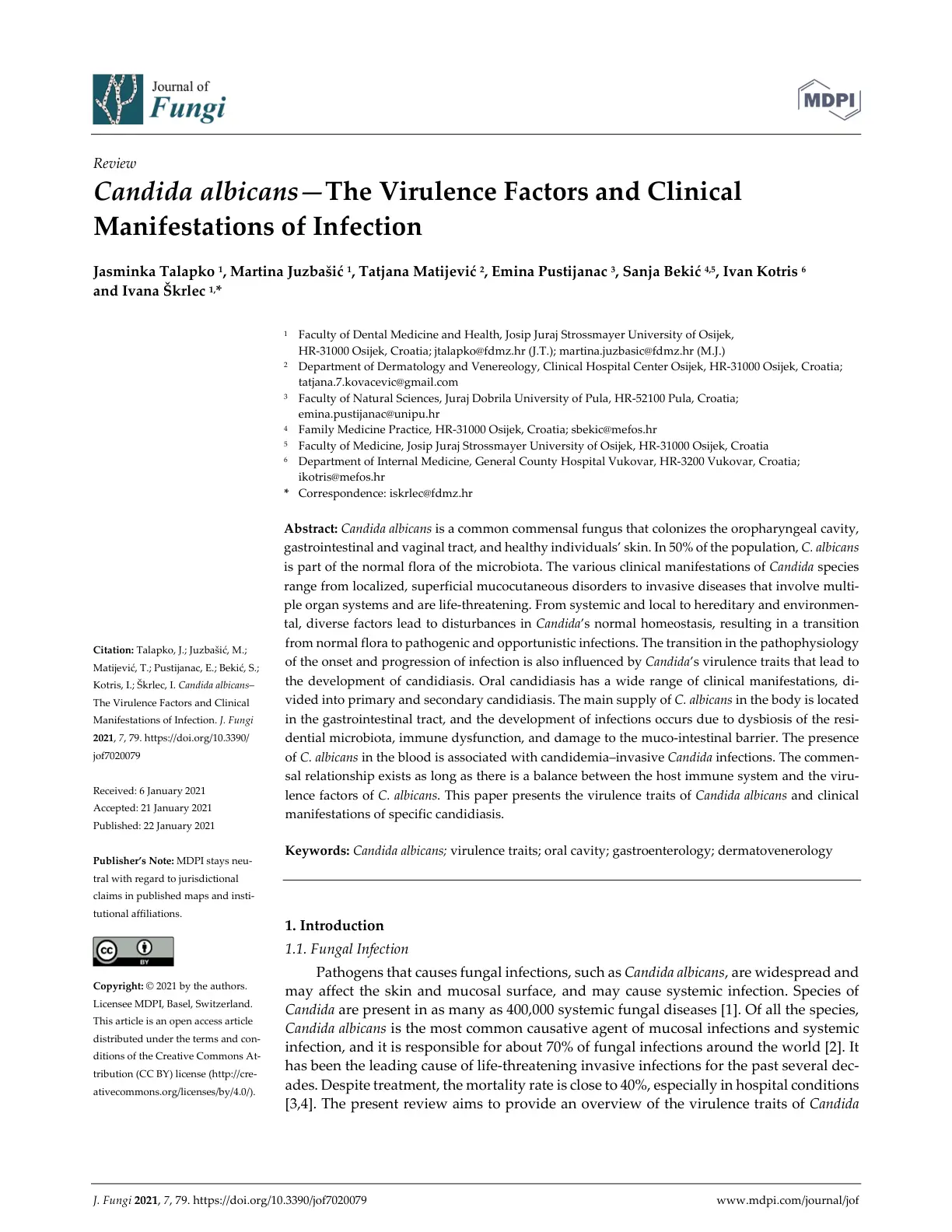 غلاف تقرير Candida albicans - The Virulence Factors and Clinical Manifestations of Infection