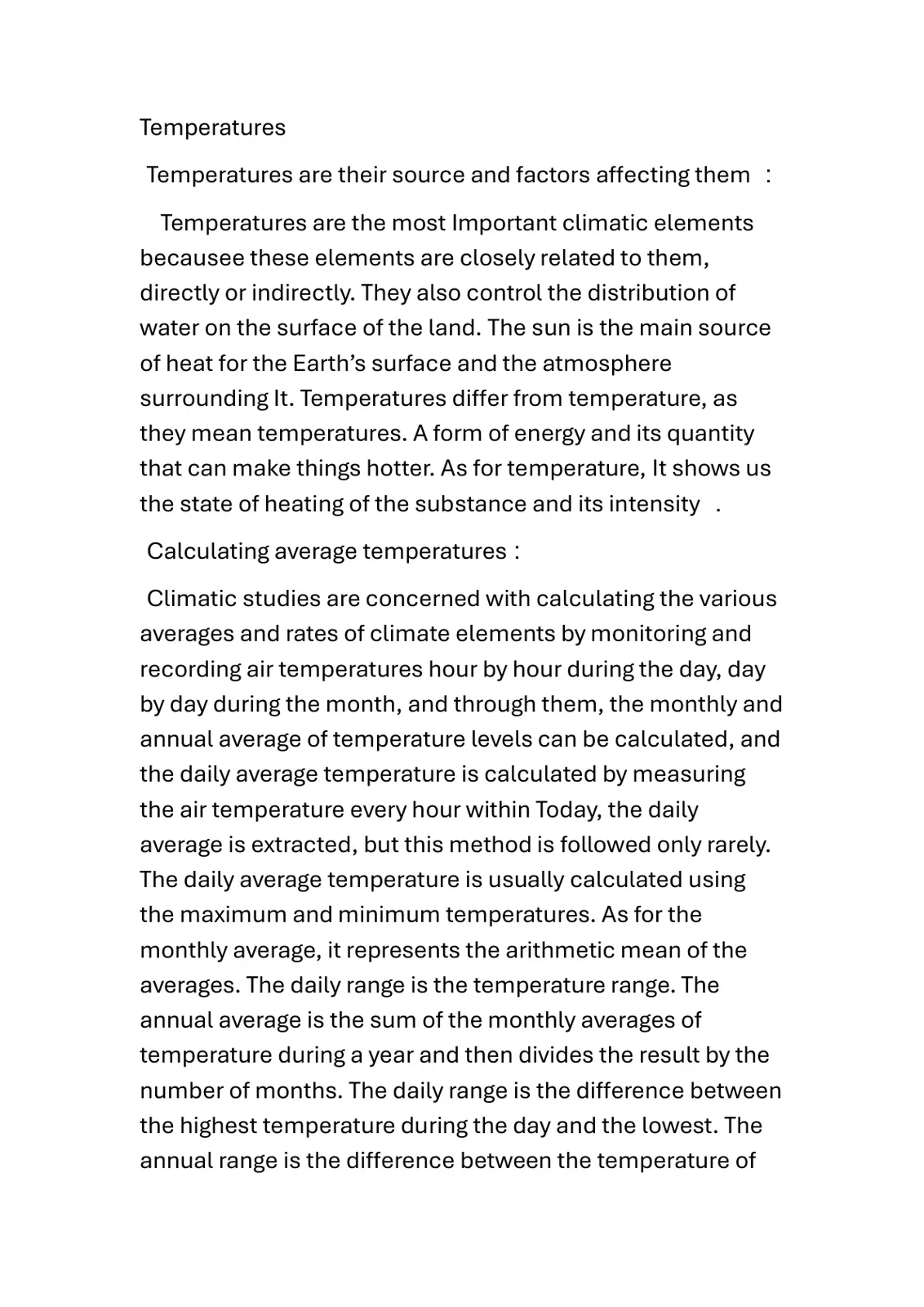 غلاف تقرير Temperatures: Their source and factors affecting them